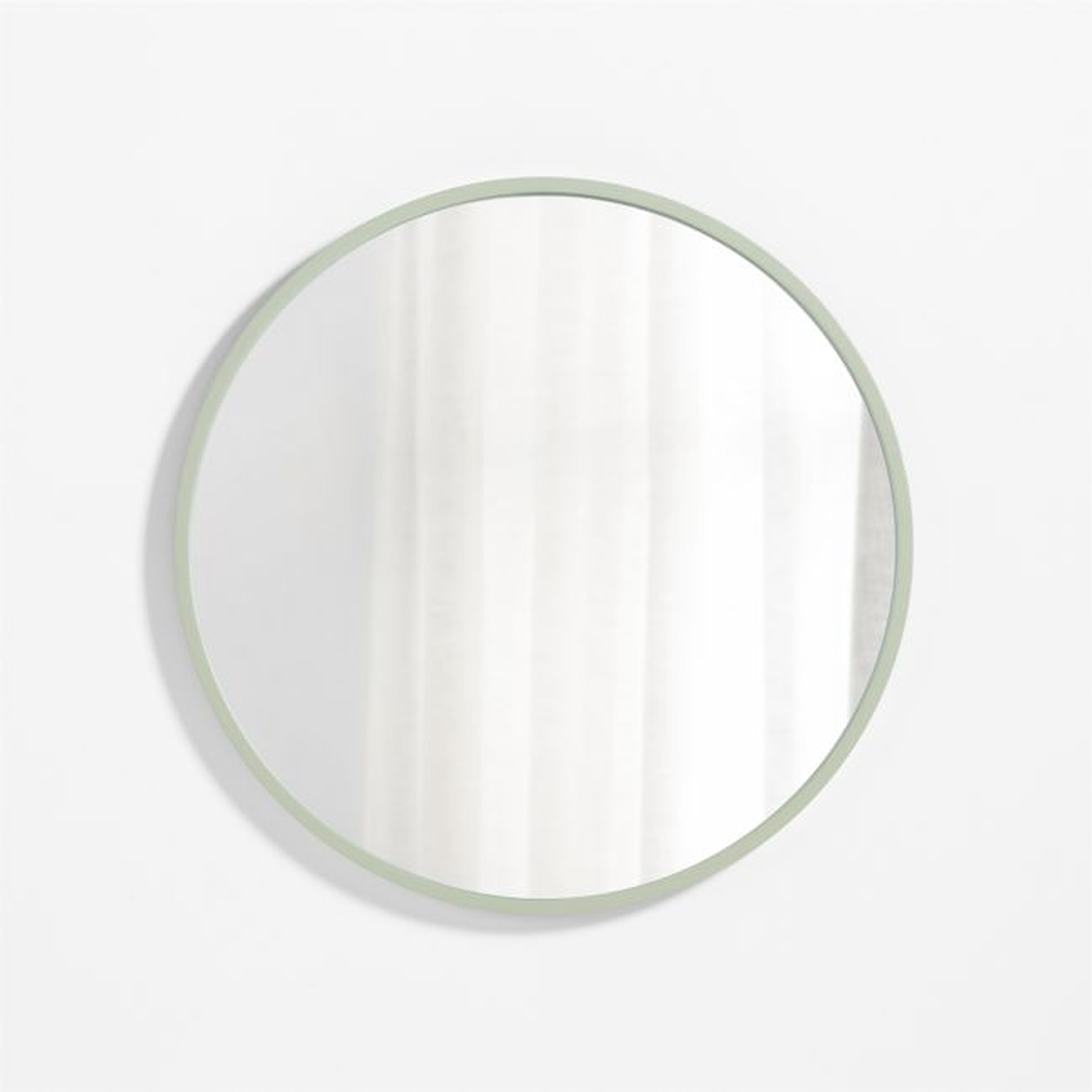 Finn Sage Green Wood 31" Round Wall Mirror - Crate & Kids
