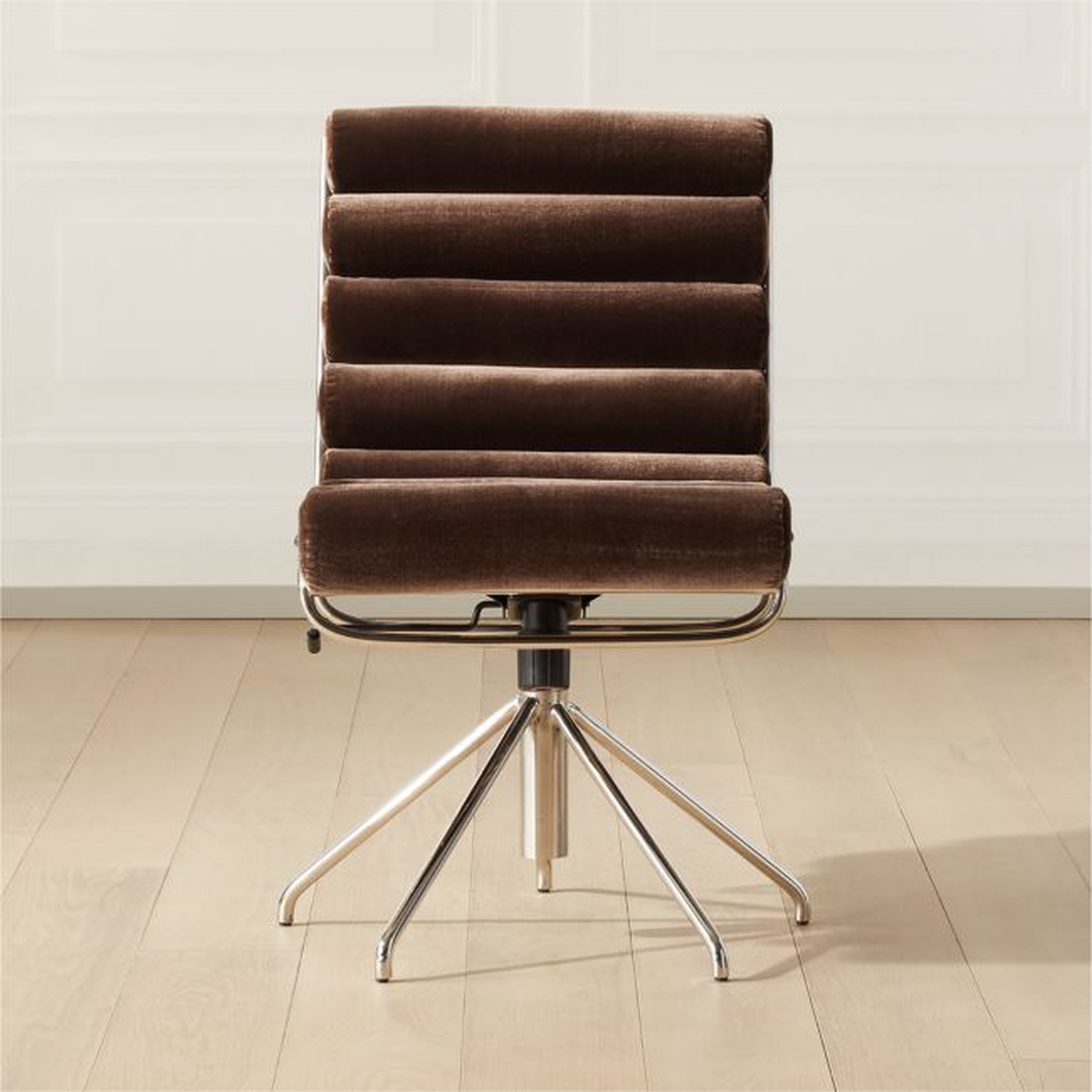 Martos Chocolate Faux Mohair Office Chair - CB2