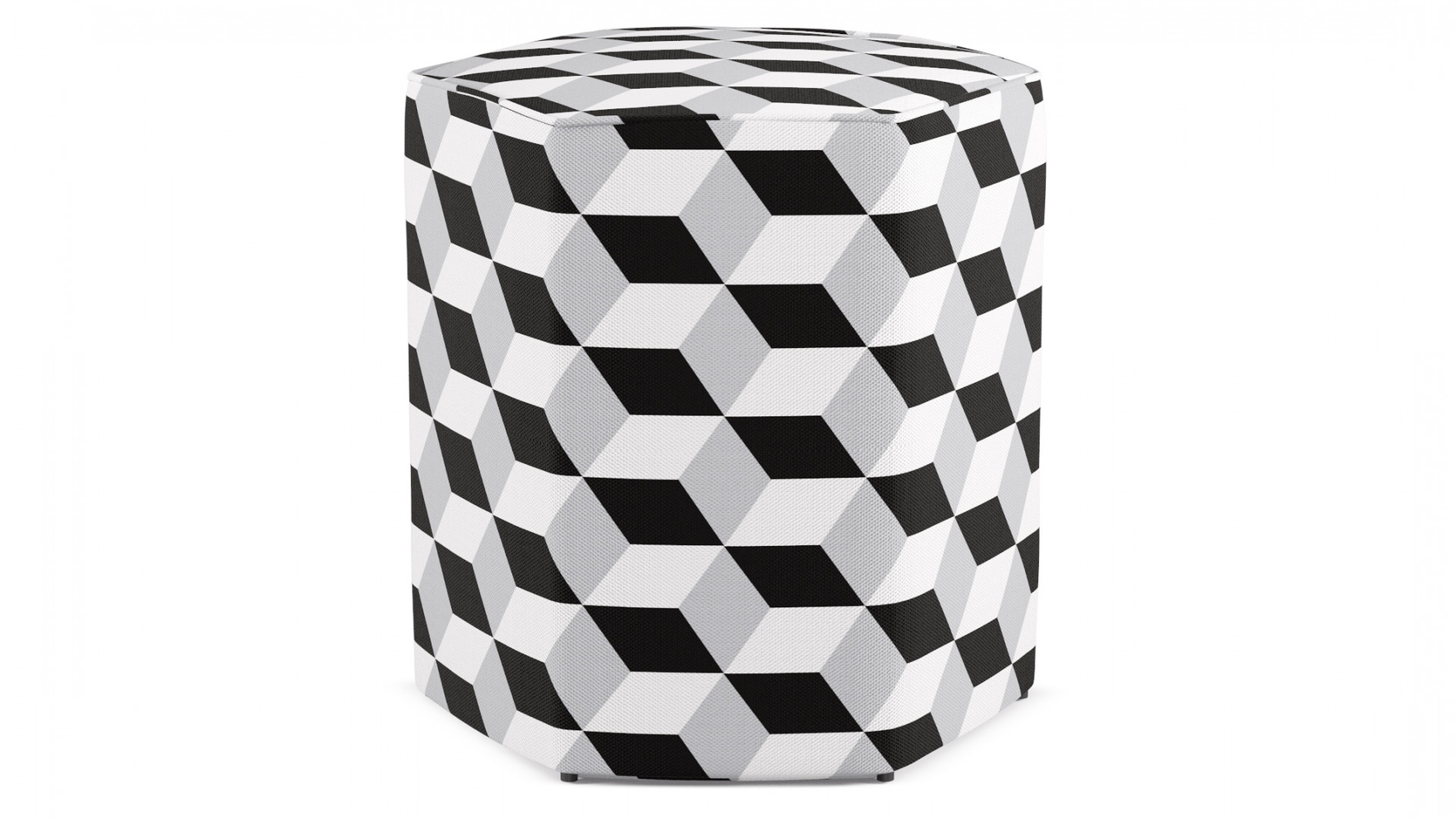 Hexagonal Ottoman | Black Cube - The Inside