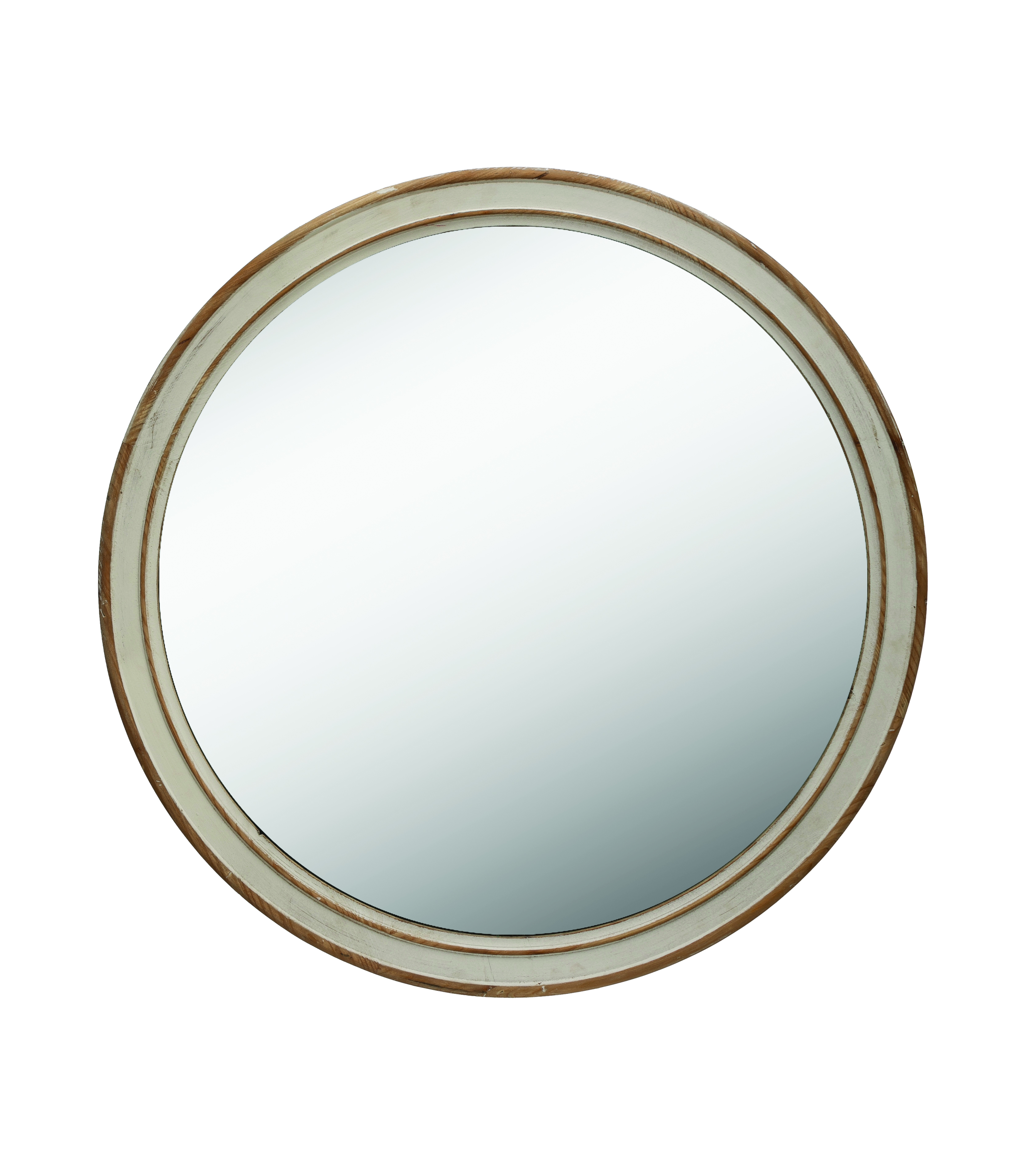 31.5 in. Round Wood Framed Wall Mirror - Creative Co-Op