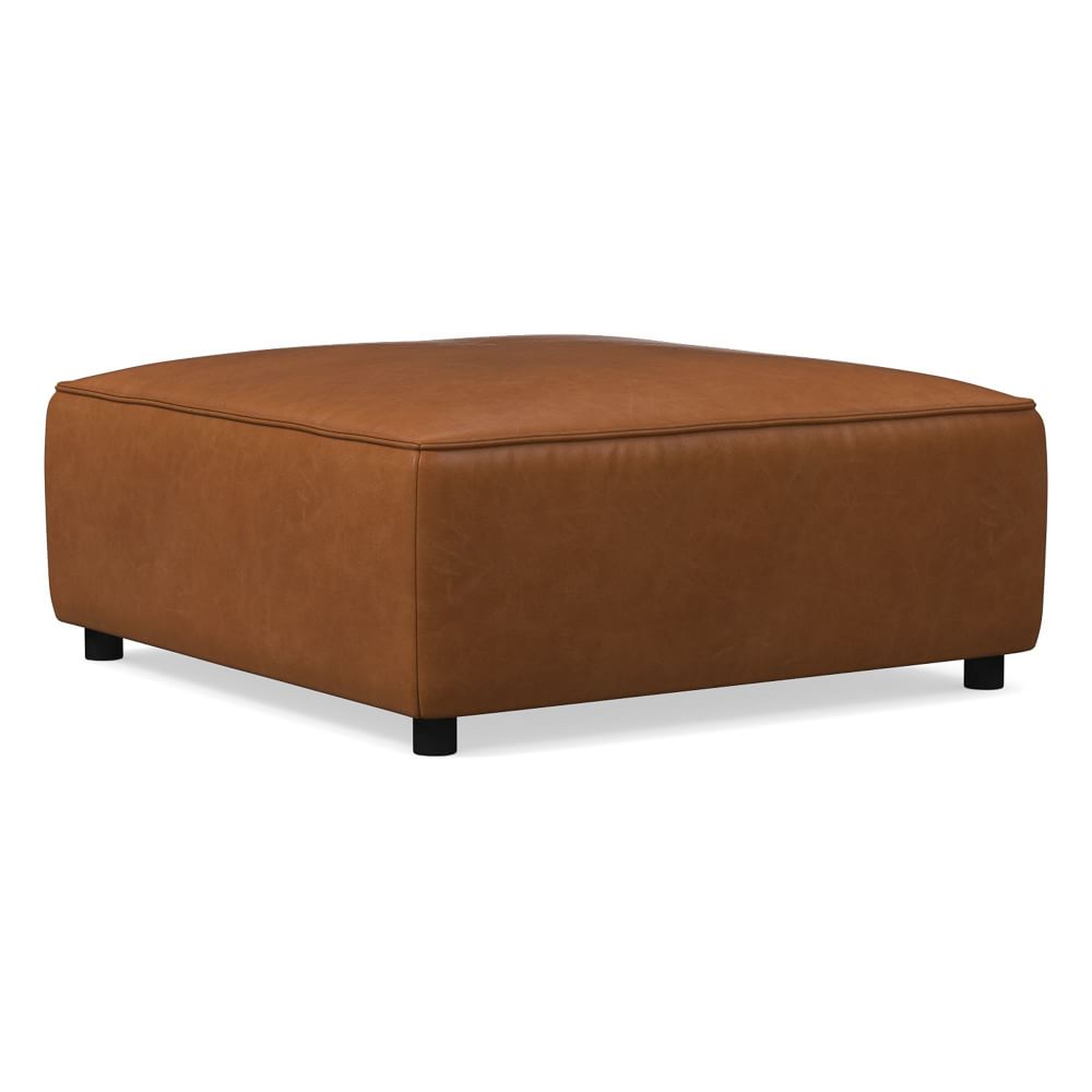 Remi Ottoman, Memory Foam, Ludlow Leather, Mace, Concealed Support - West Elm