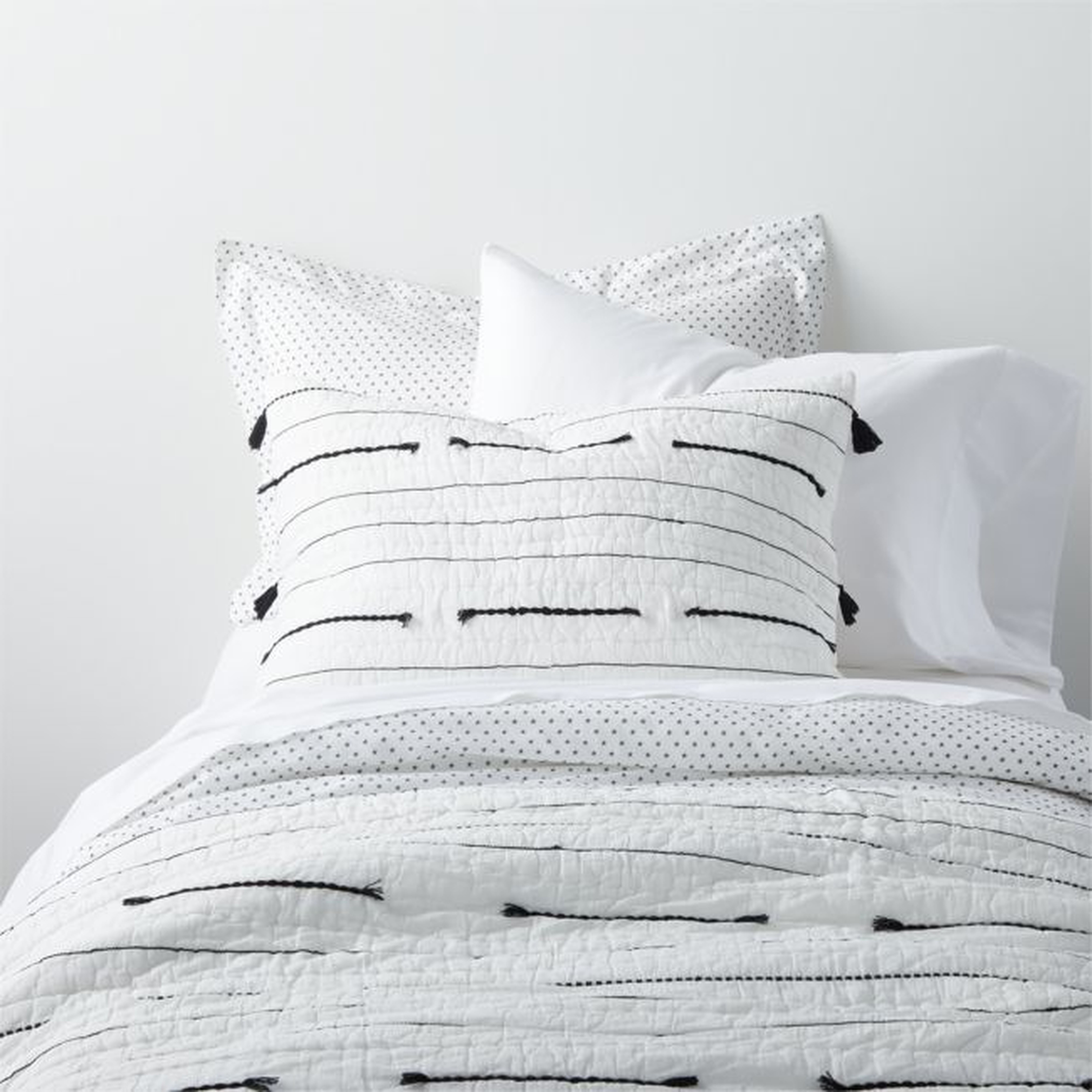 Black Embroidered Texture Stripe Voile Kids Twin Quilt - Crate & Kids