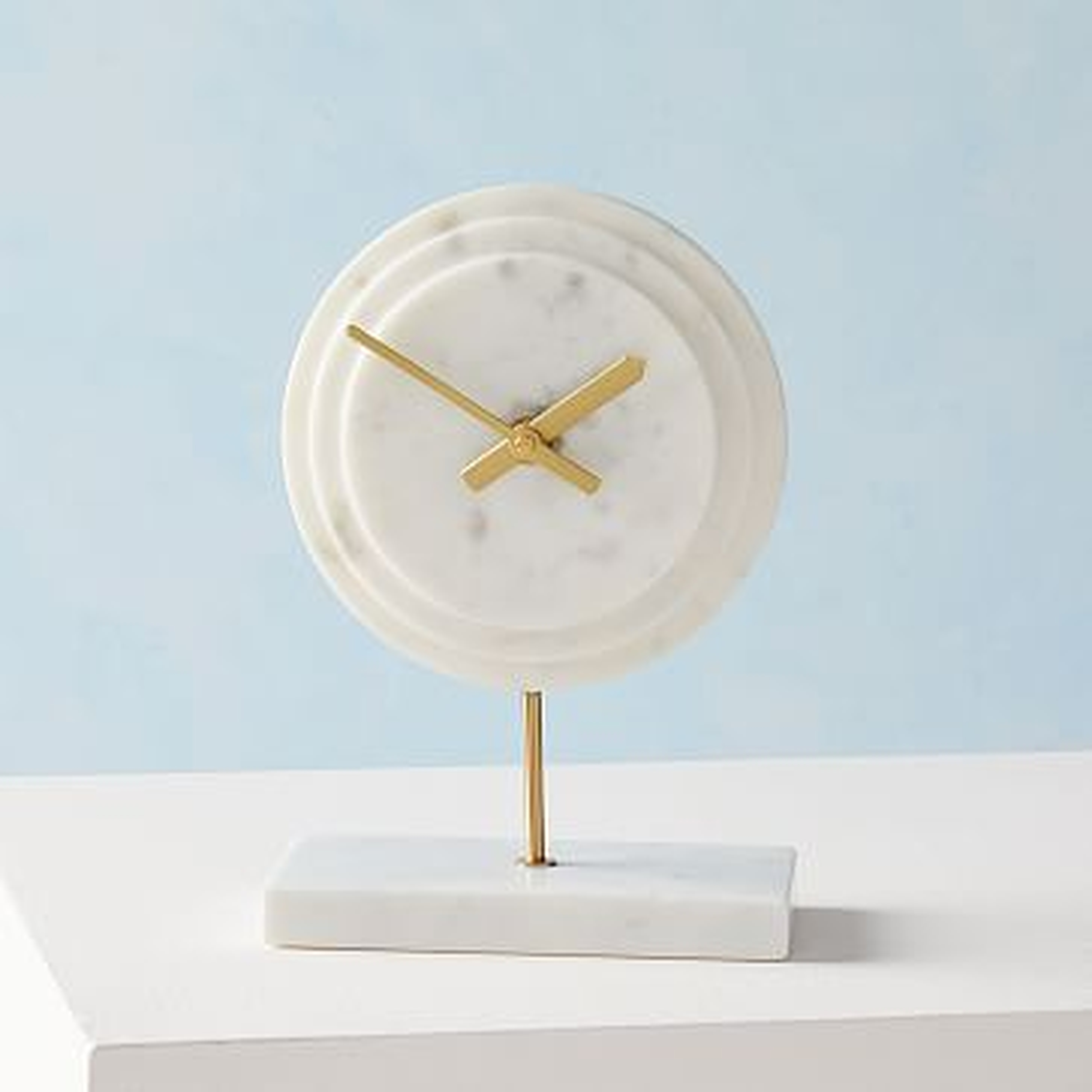Deco Clock White Marble - West Elm