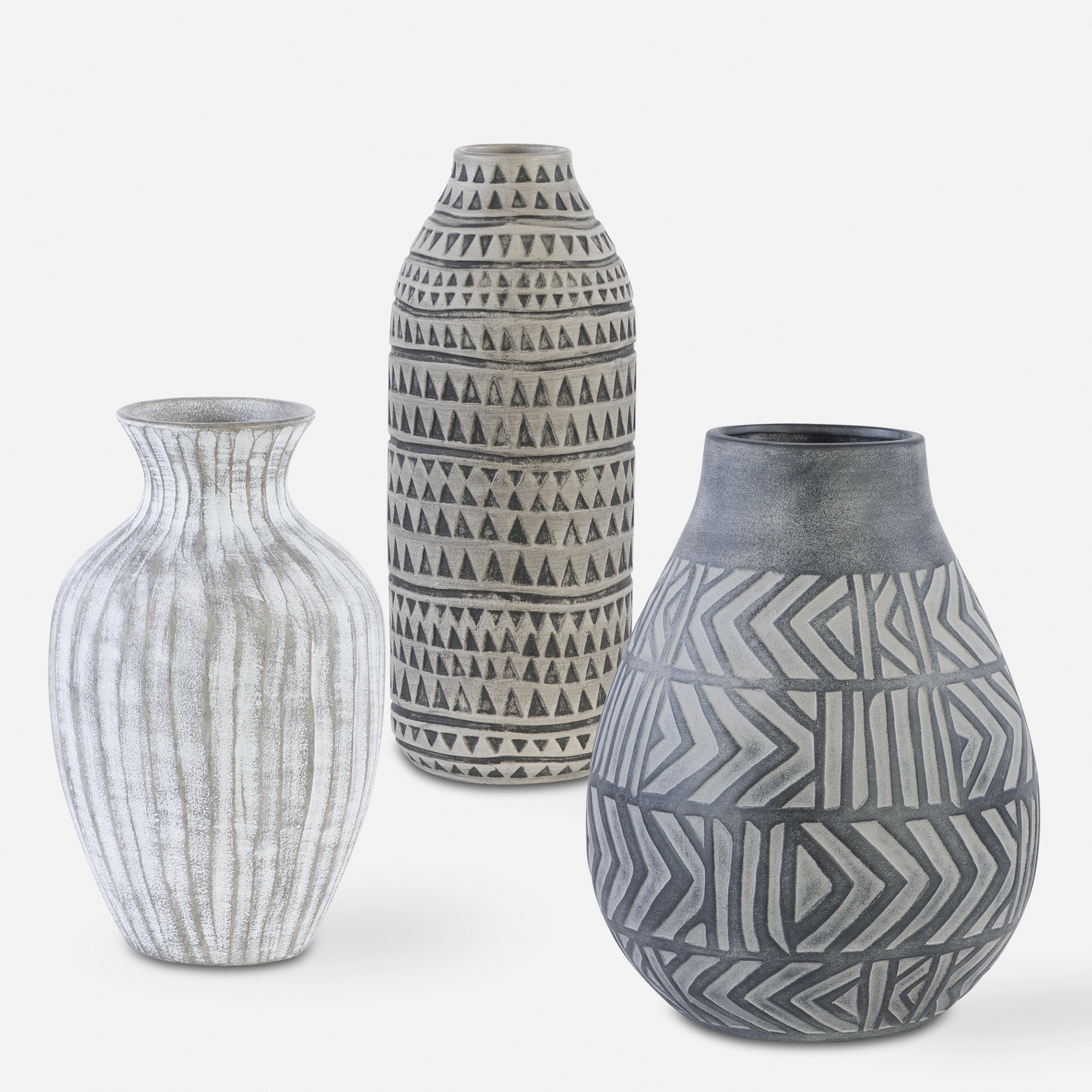Natchez Geometric Vases, S/3 - Uttermost