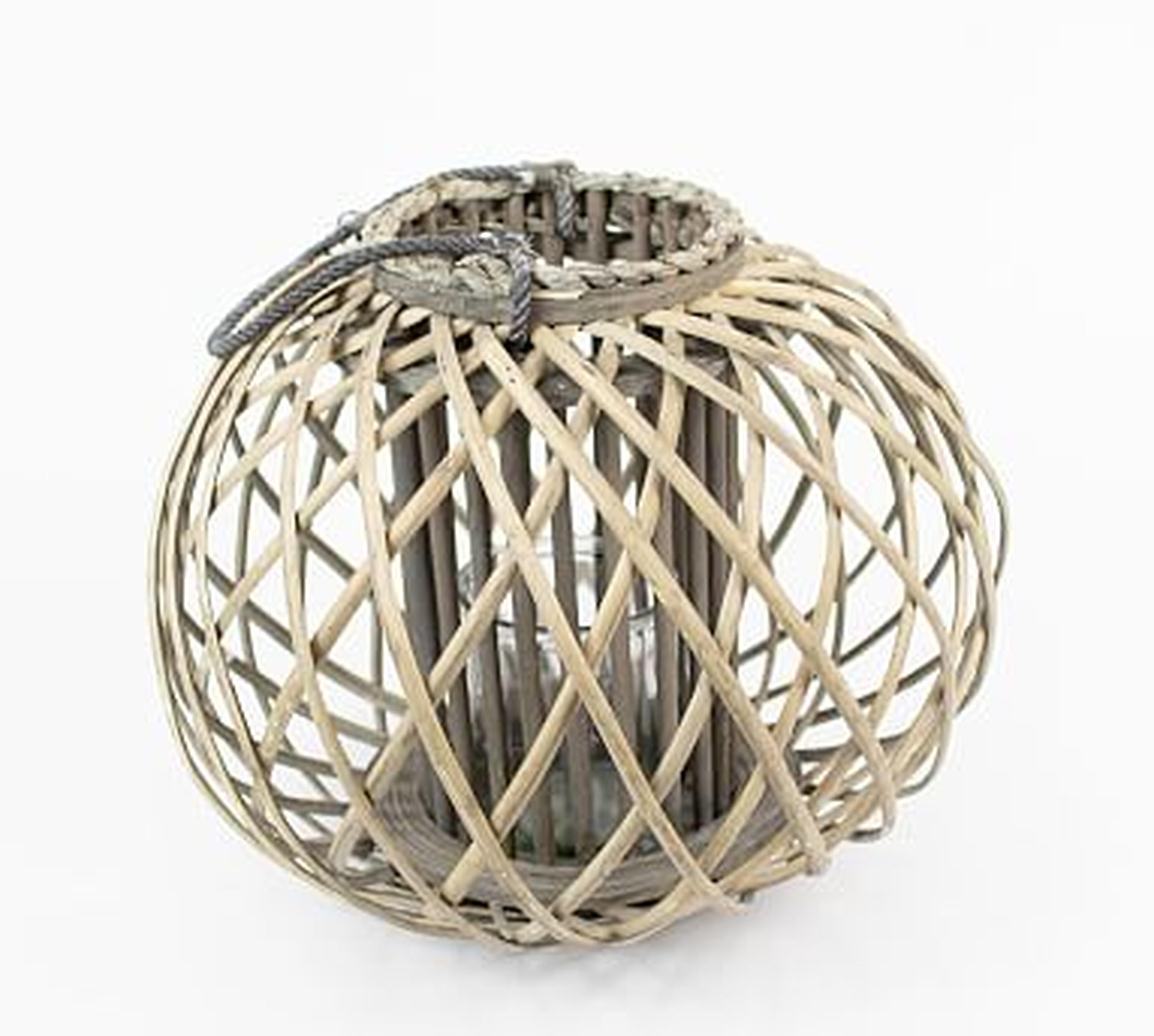 Round Willow Lanterns - Gray, Large - Pottery Barn