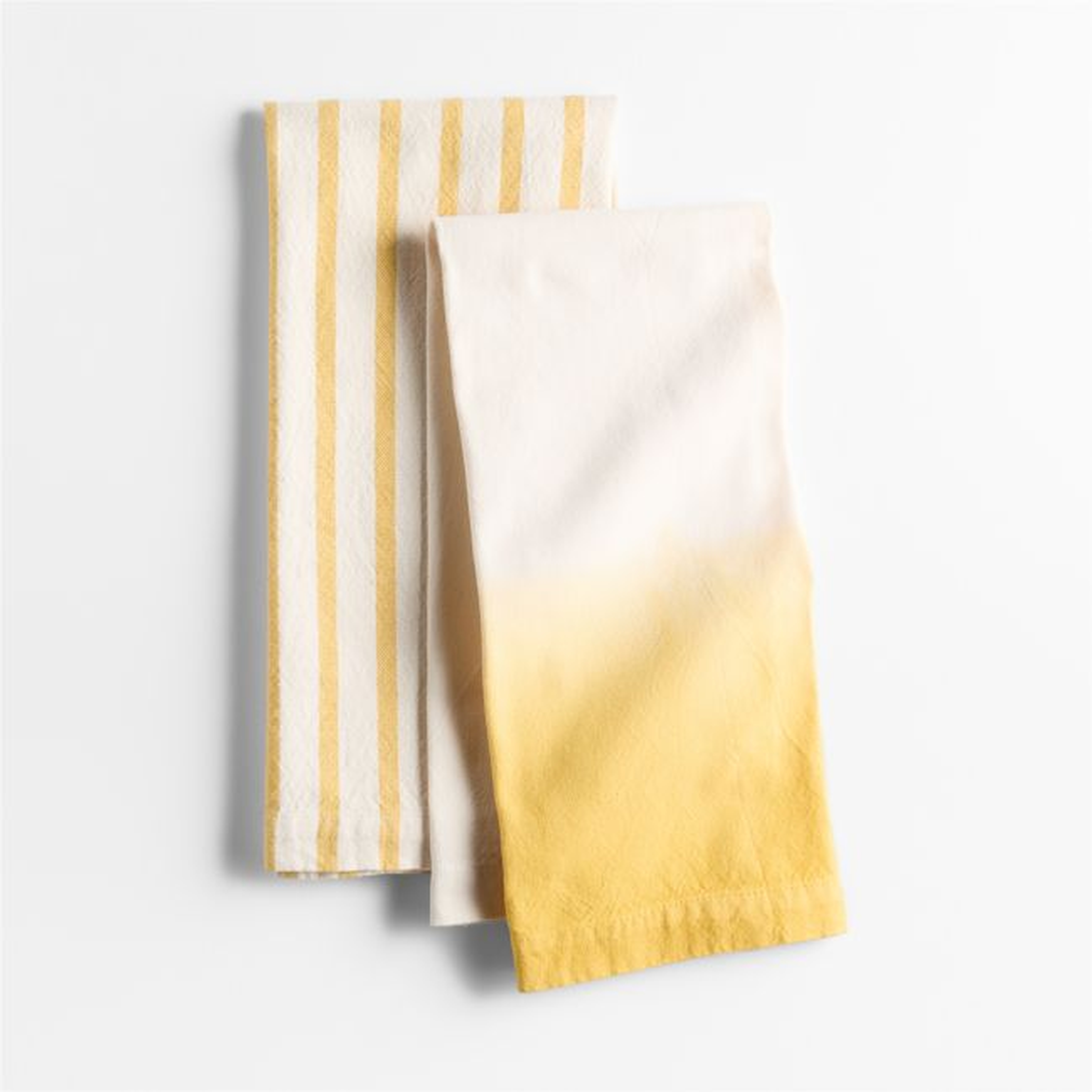 Dipped in Turmeric and Striped Organic Cotton Kitchen Towels, Set of 2 by Laura Kim - Crate and Barrel