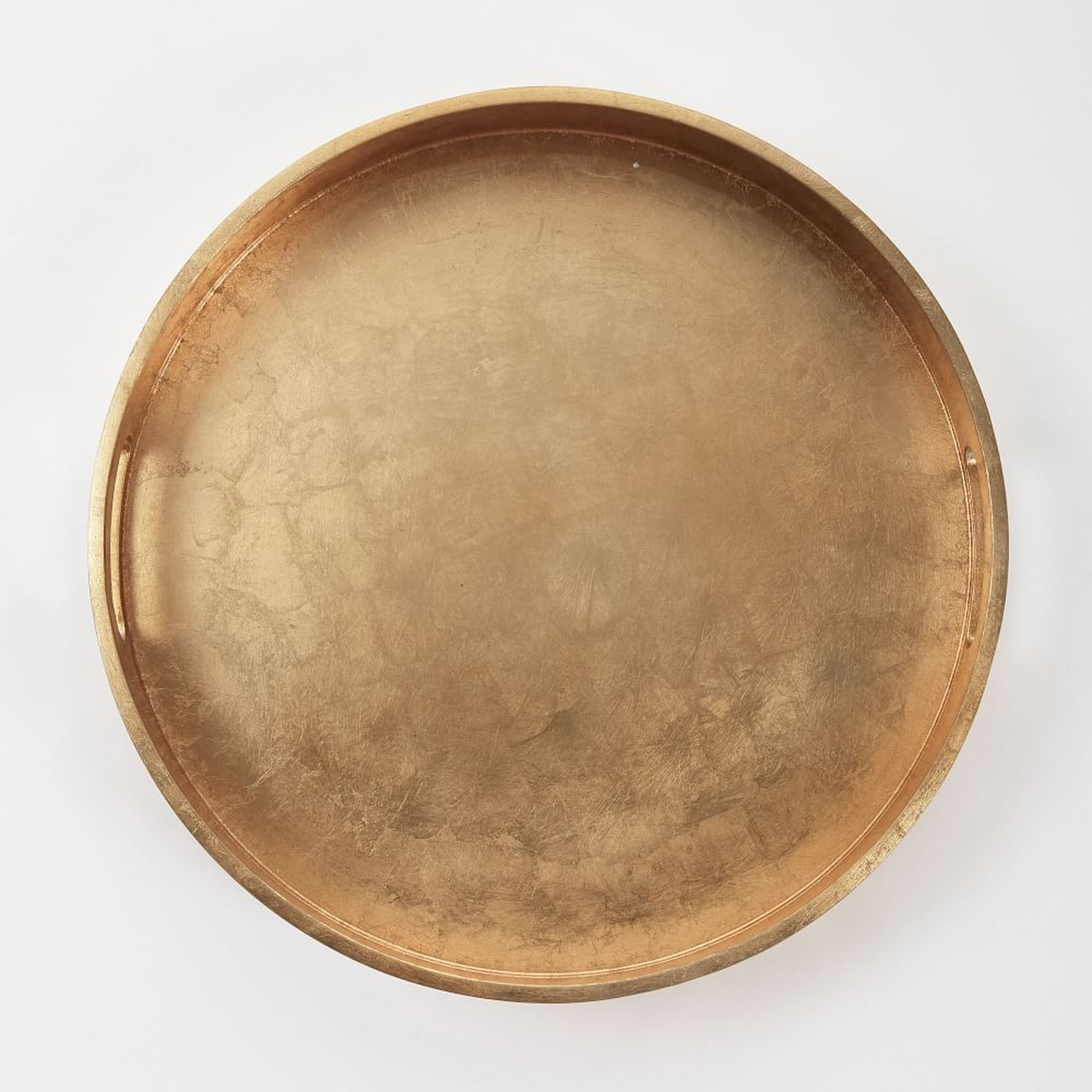 Wood + Lacquer Round Tray, 18", Gold - West Elm