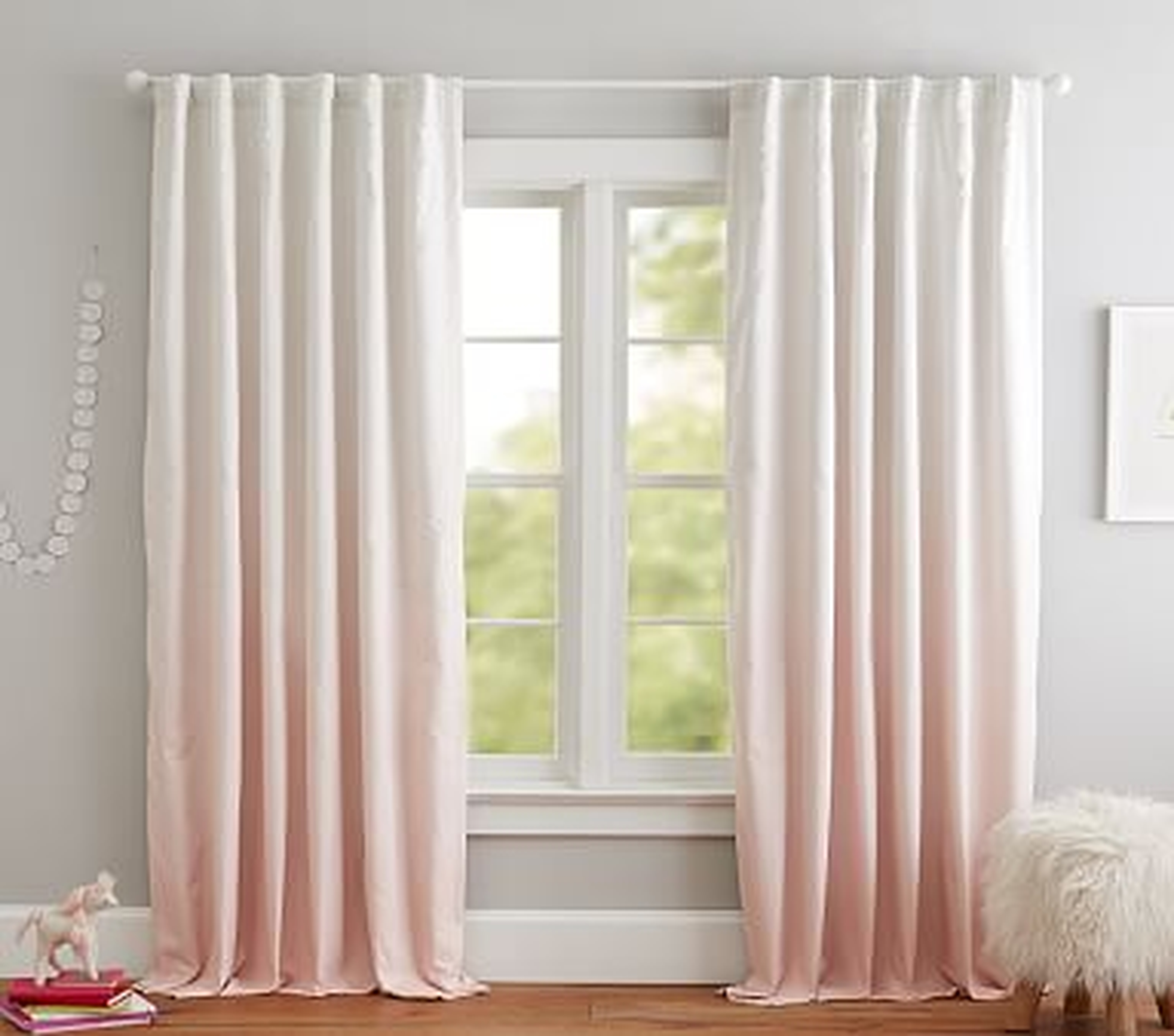 Printed Ombre Blackout Curtain, 84", Blush, Individual - Pottery Barn Kids