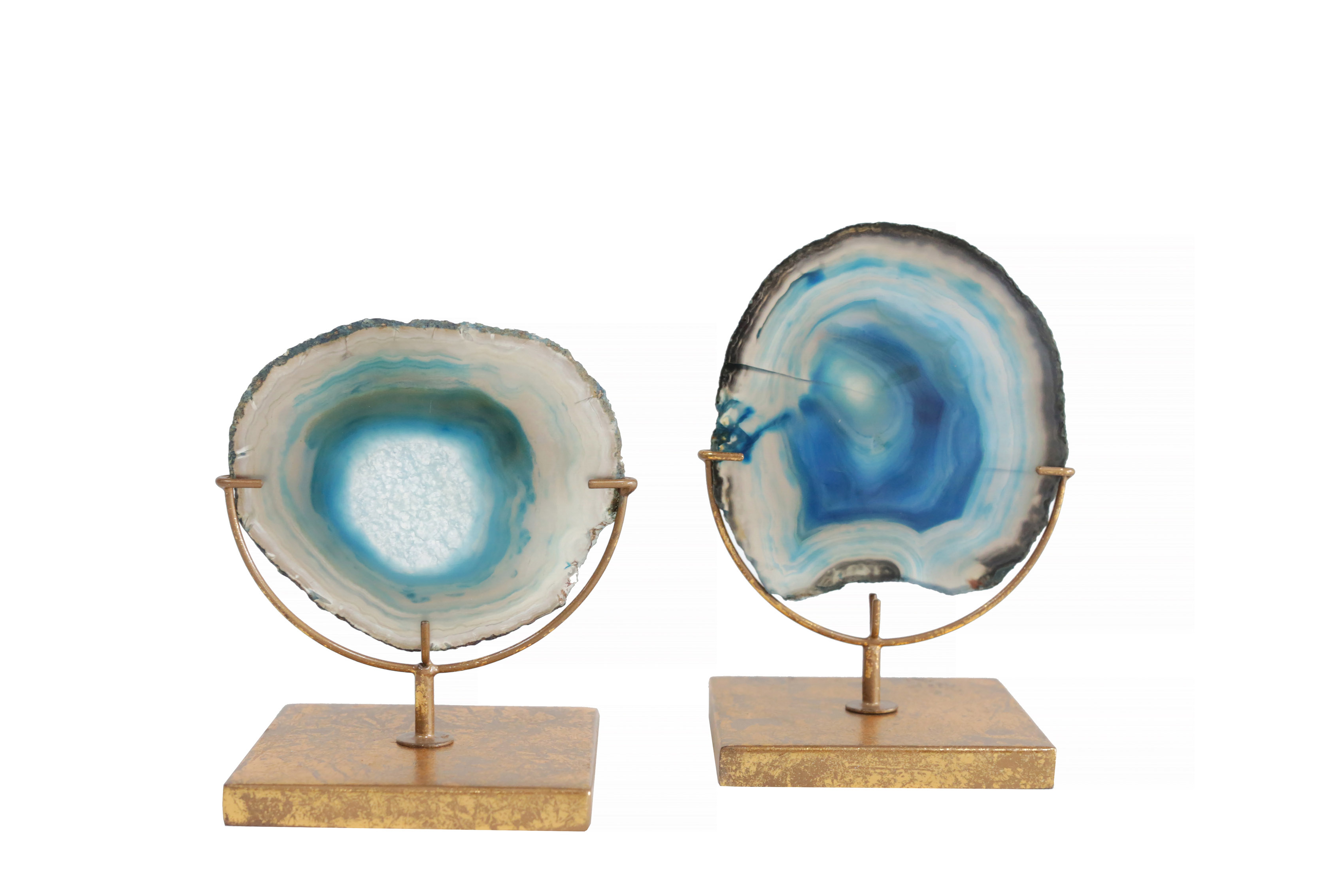 Decorative Agate Stone Slice on Metal Stand - Nomad Home