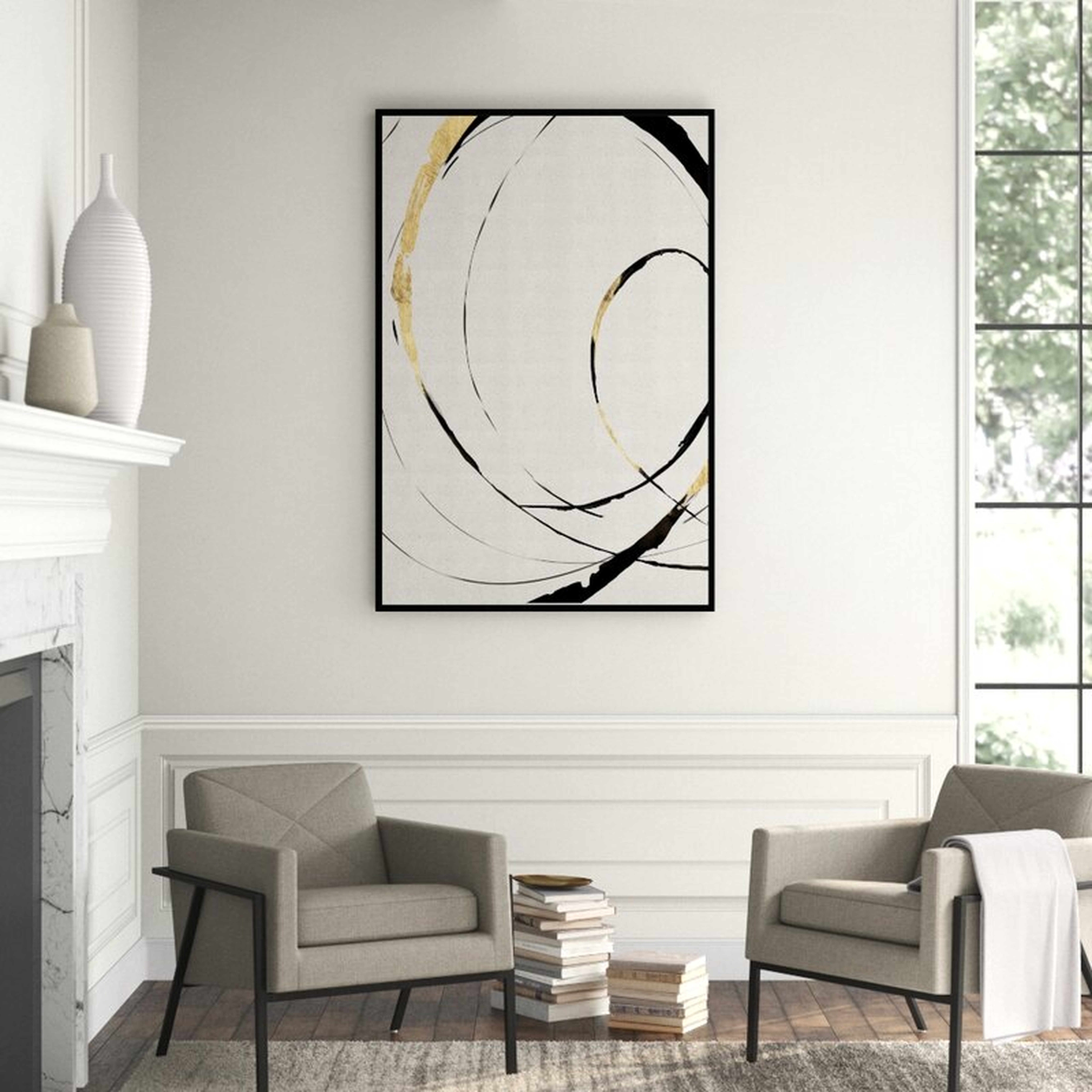 JBass Grand Gallery Collection 'Gold Ribbon III' Framed Graphic Art Print on Canvas - Perigold