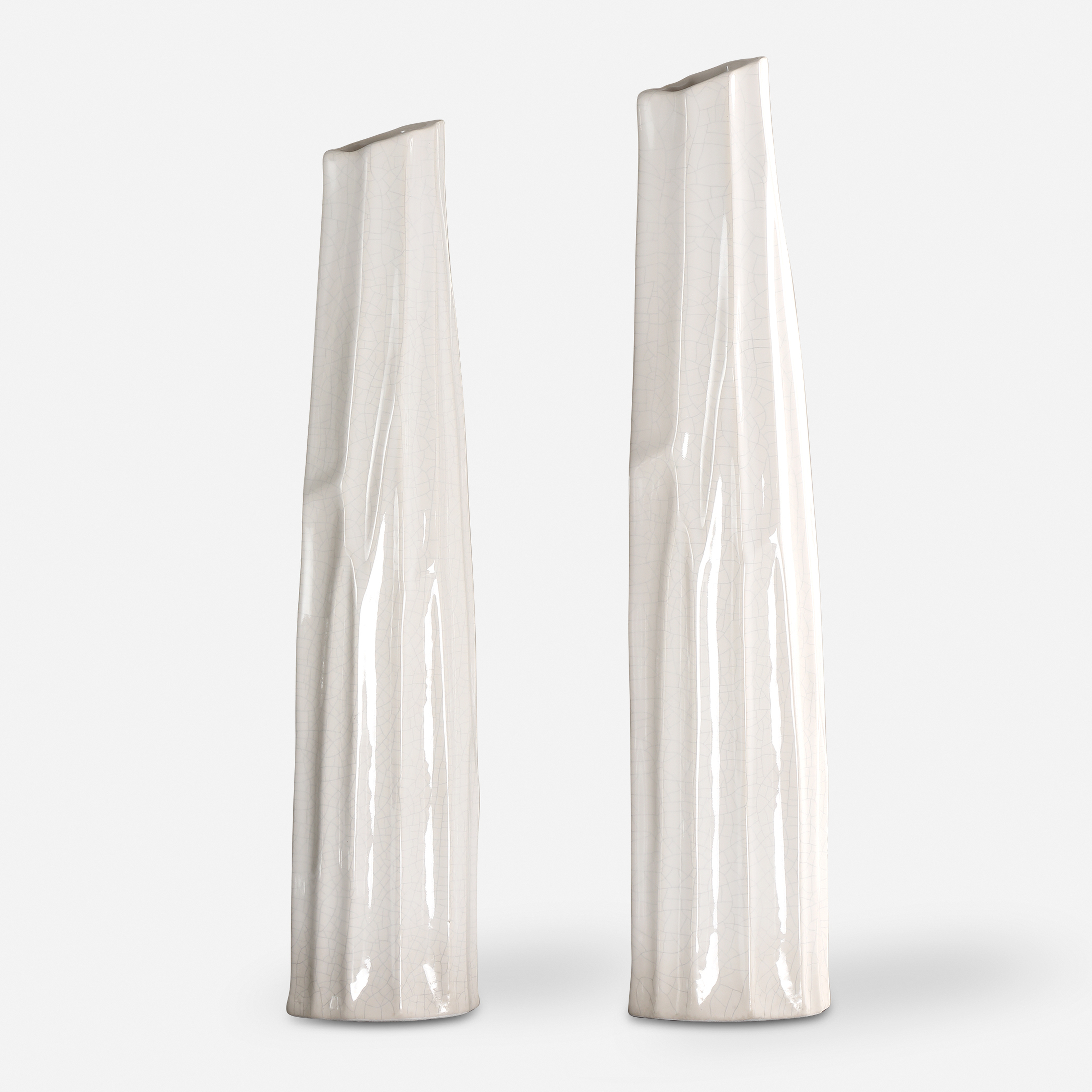 Kenley Crackled White Vases S/2 - Uttermost