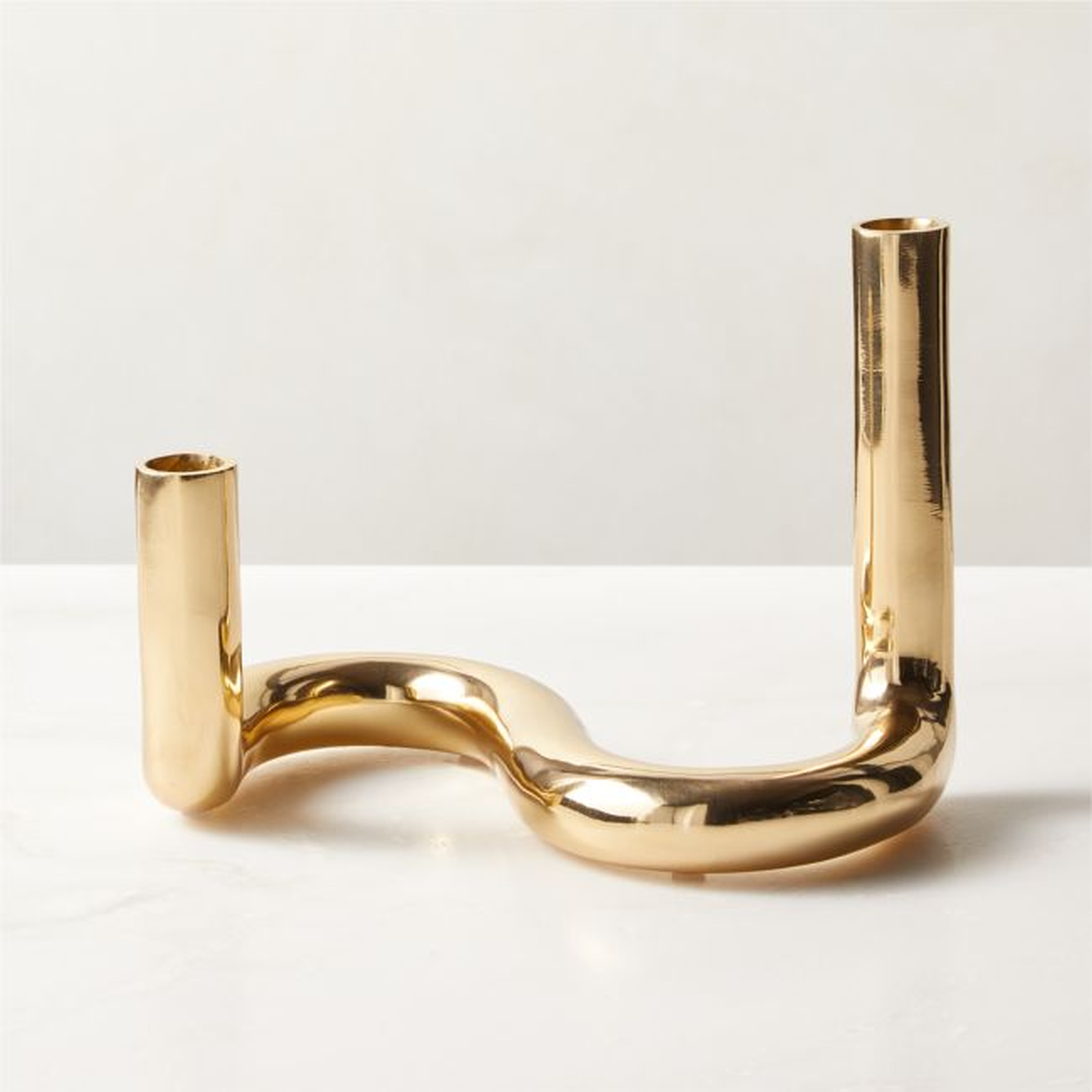 Freya Brass Double Taper Candle Holder - CB2
