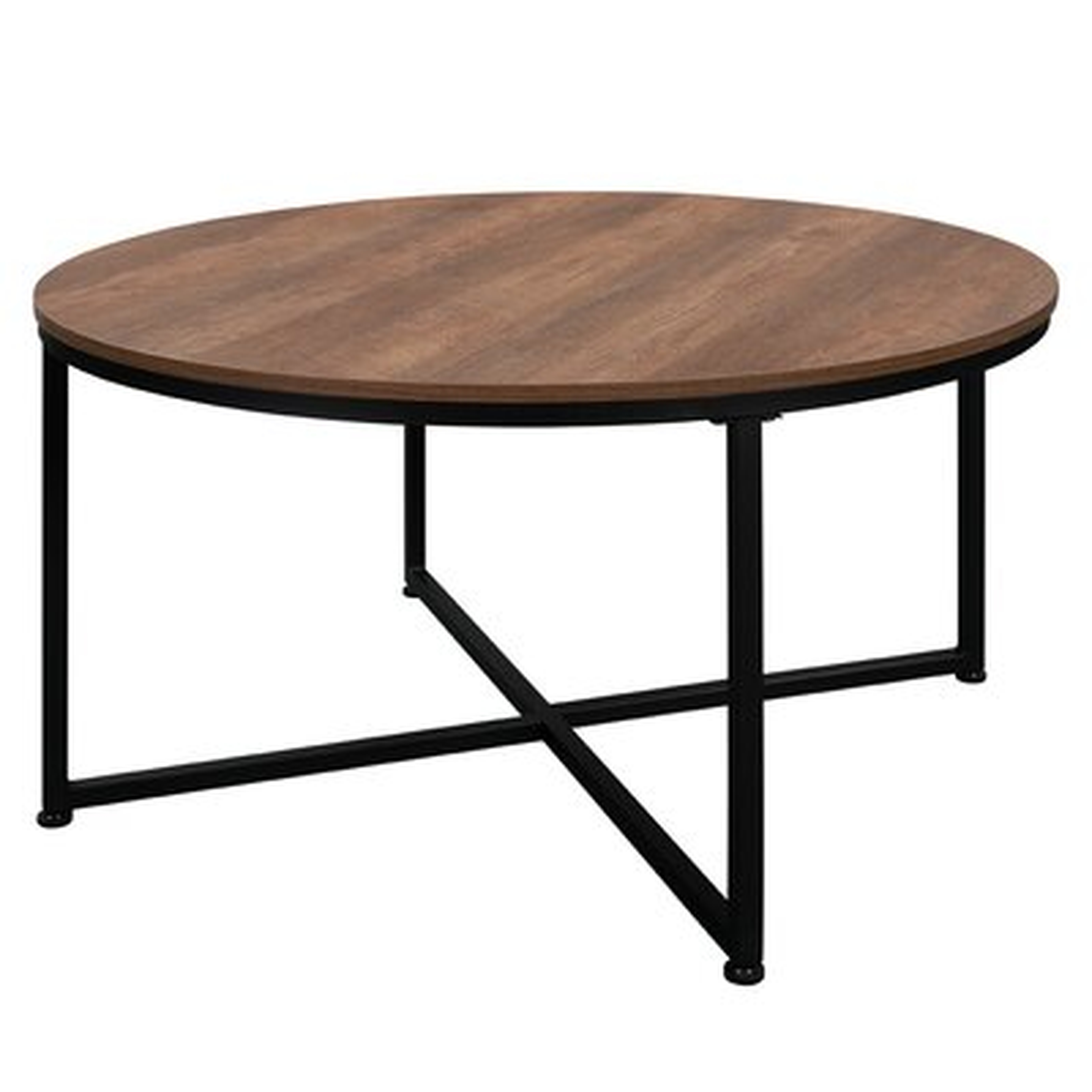 Modern Round Metal Coffee Table Wooden Table Top And Steel Frame - Wayfair