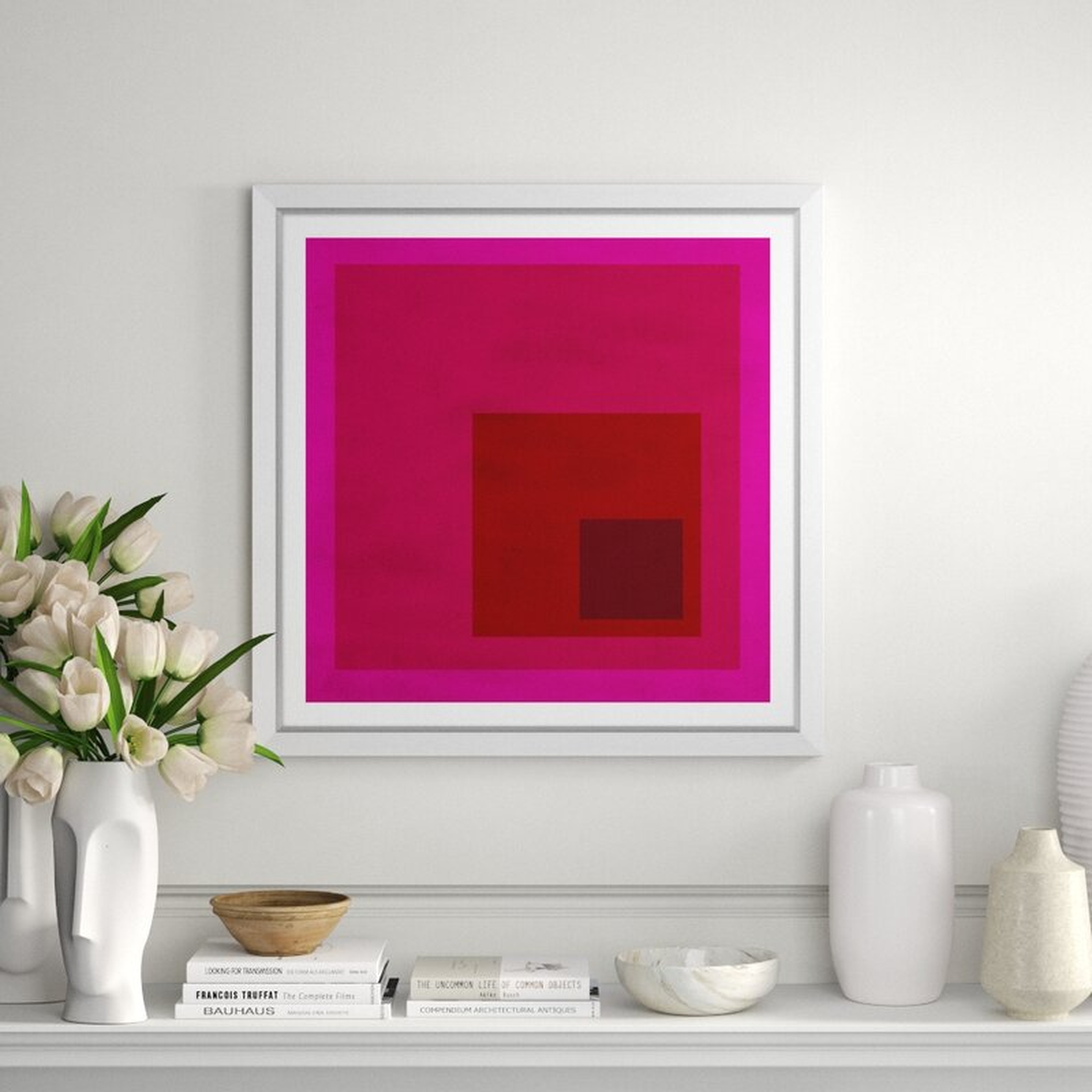 Soicher Marin 'Albers Influence' - Picture Frame Print on Canvas Frame Color: White, Matte Color: White, Size: 33.25" H x 33.25" W x 1.75" D - Perigold