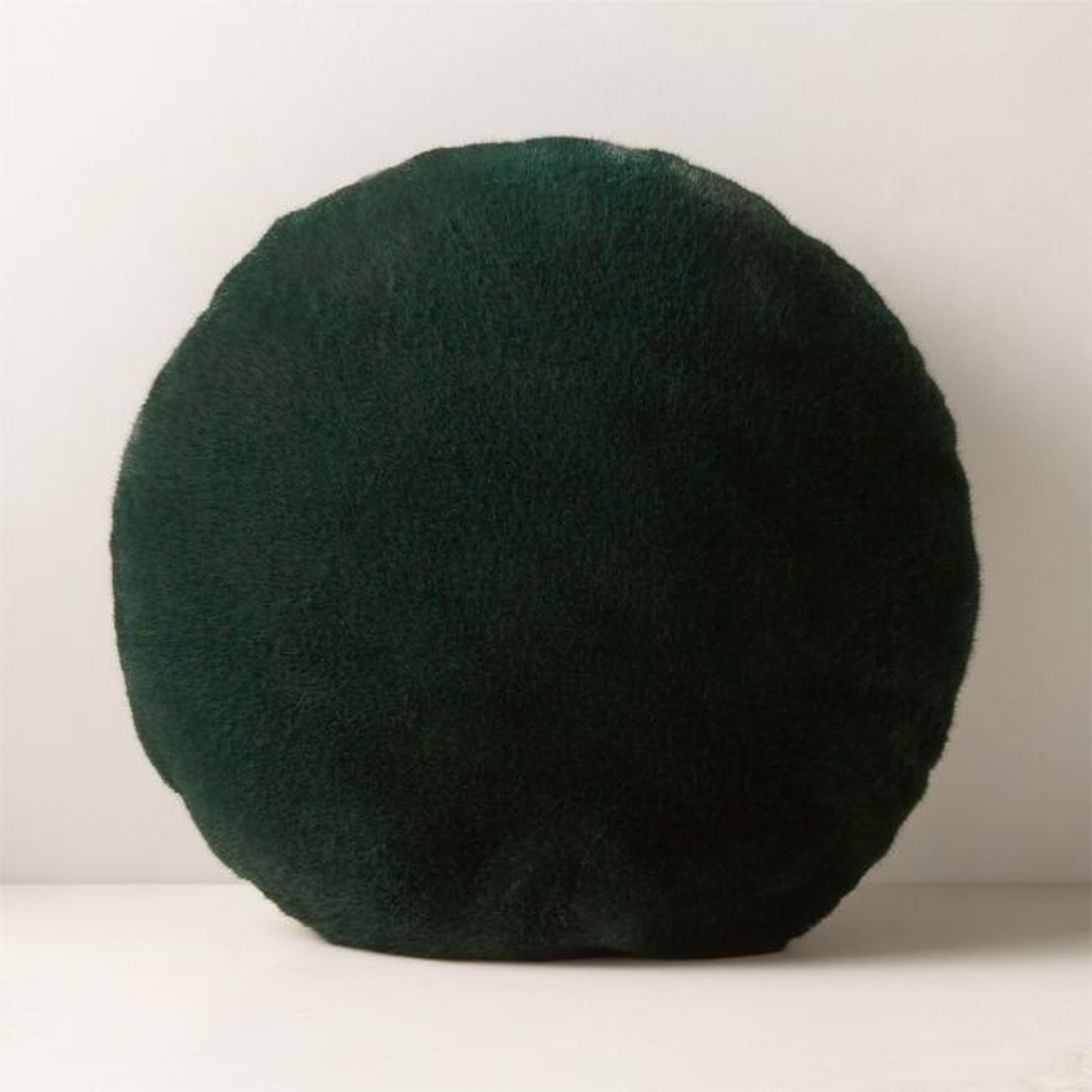 Harlee Round Green Faux Fur Throw Pillow 20" - CB2