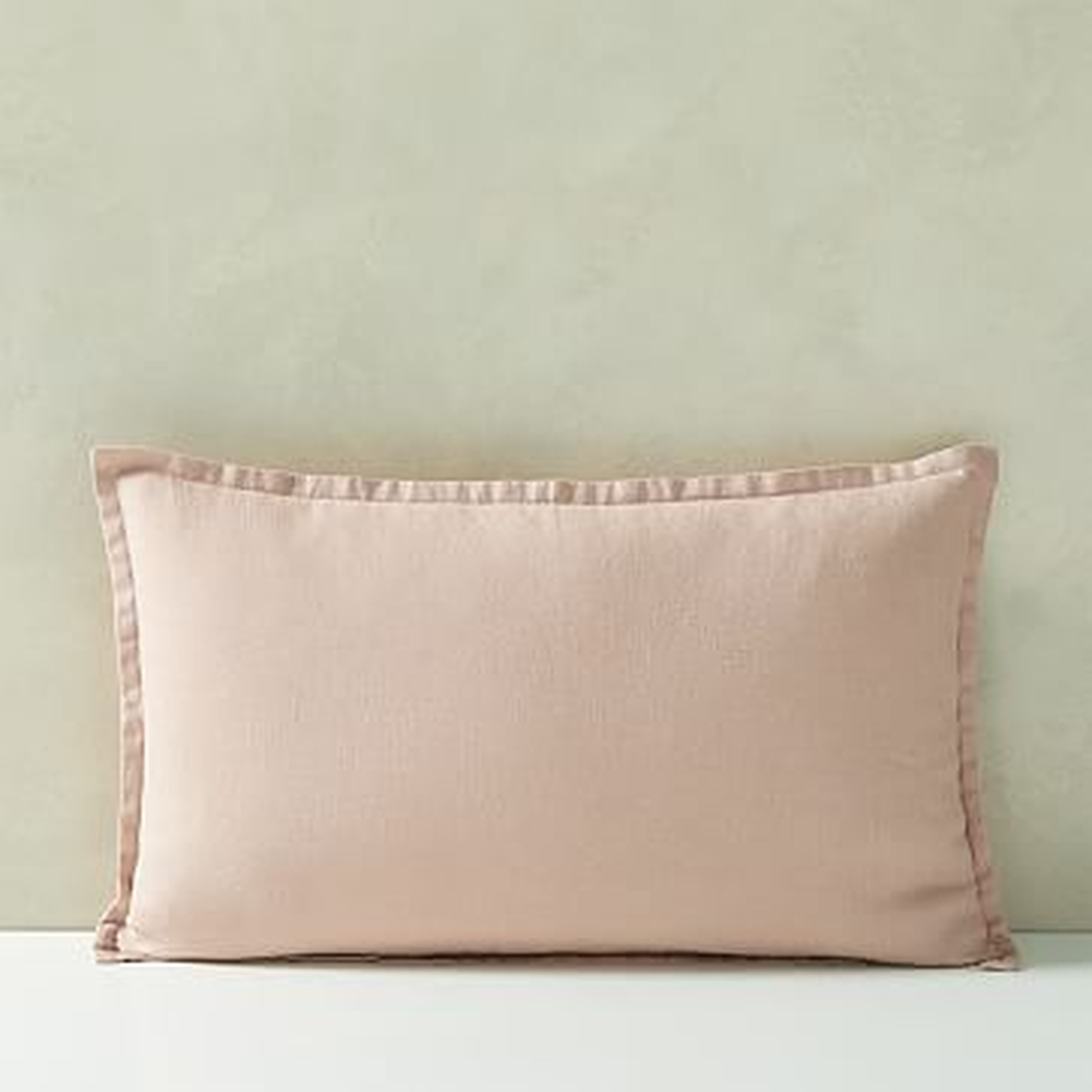 Belgian Flax Linen Lumbar Pillow Cover, Adobe Rose, 12"x21" - West Elm