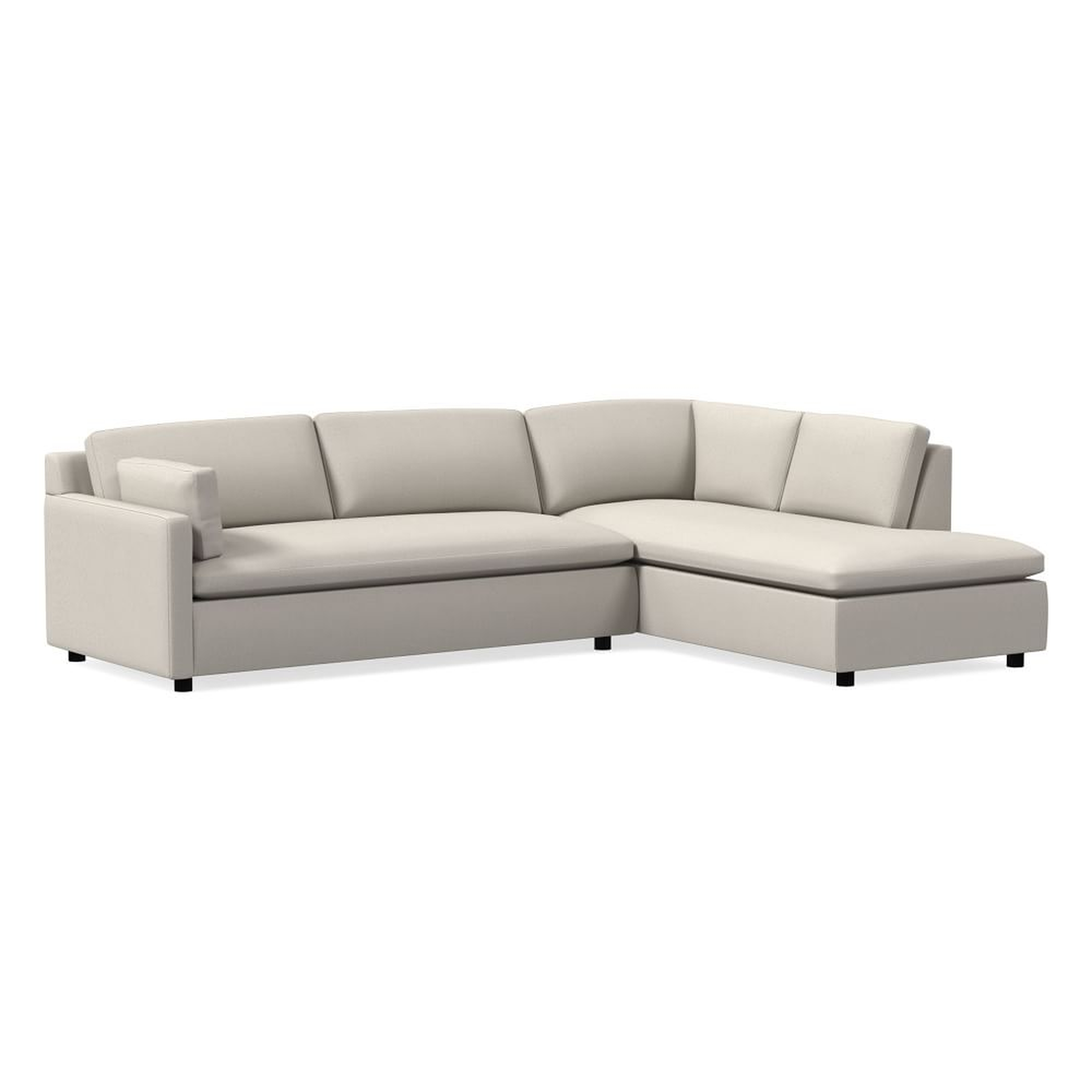 Marin 114" Right Bumper Chaise Sectional, Standard Depth, Performance Yarn Dyed Linen Weave, Alabaster - West Elm