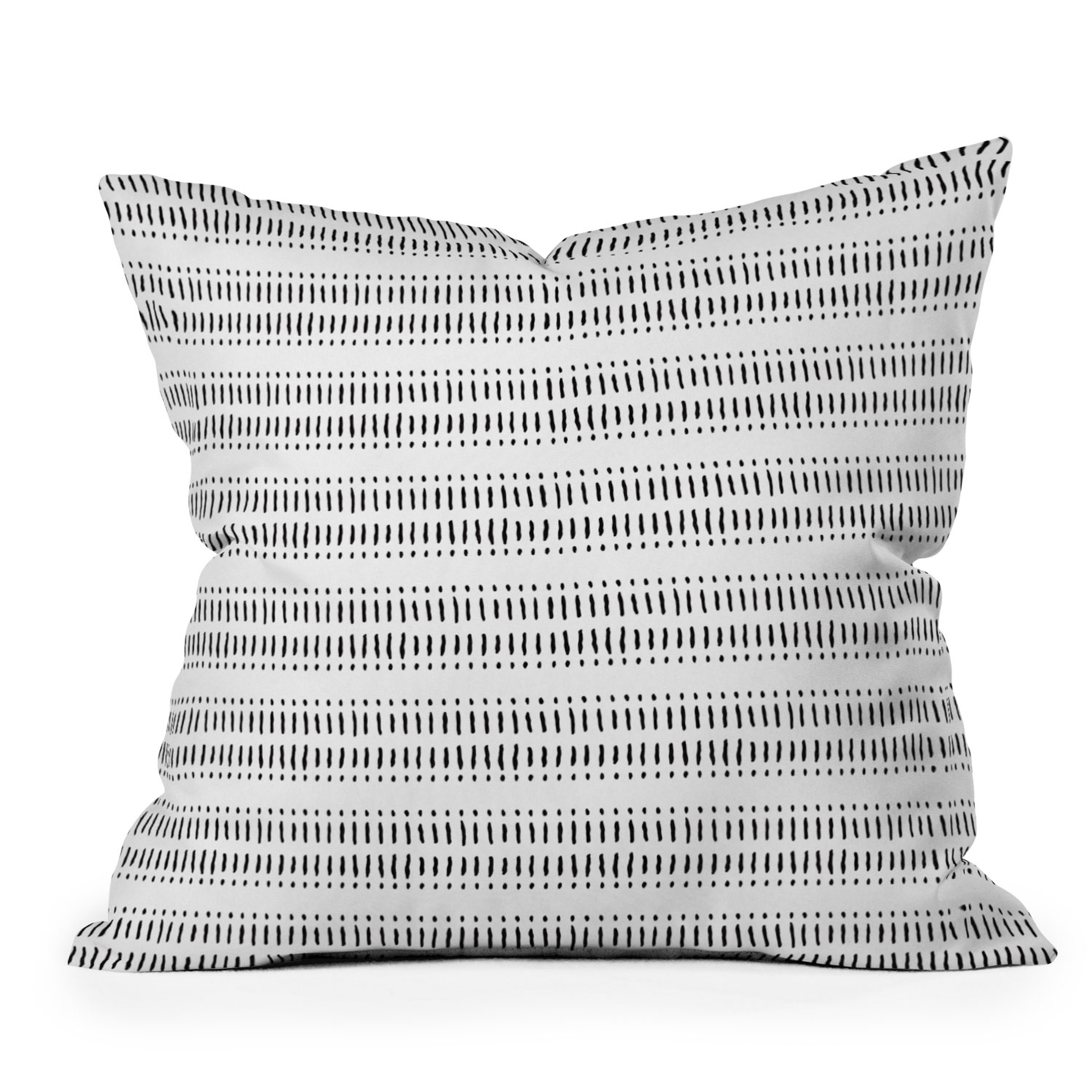 Dash Dot Stripes Black White by Little Arrow Design Co - Outdoor Throw Pillow 20" x 20" - Deny Designs