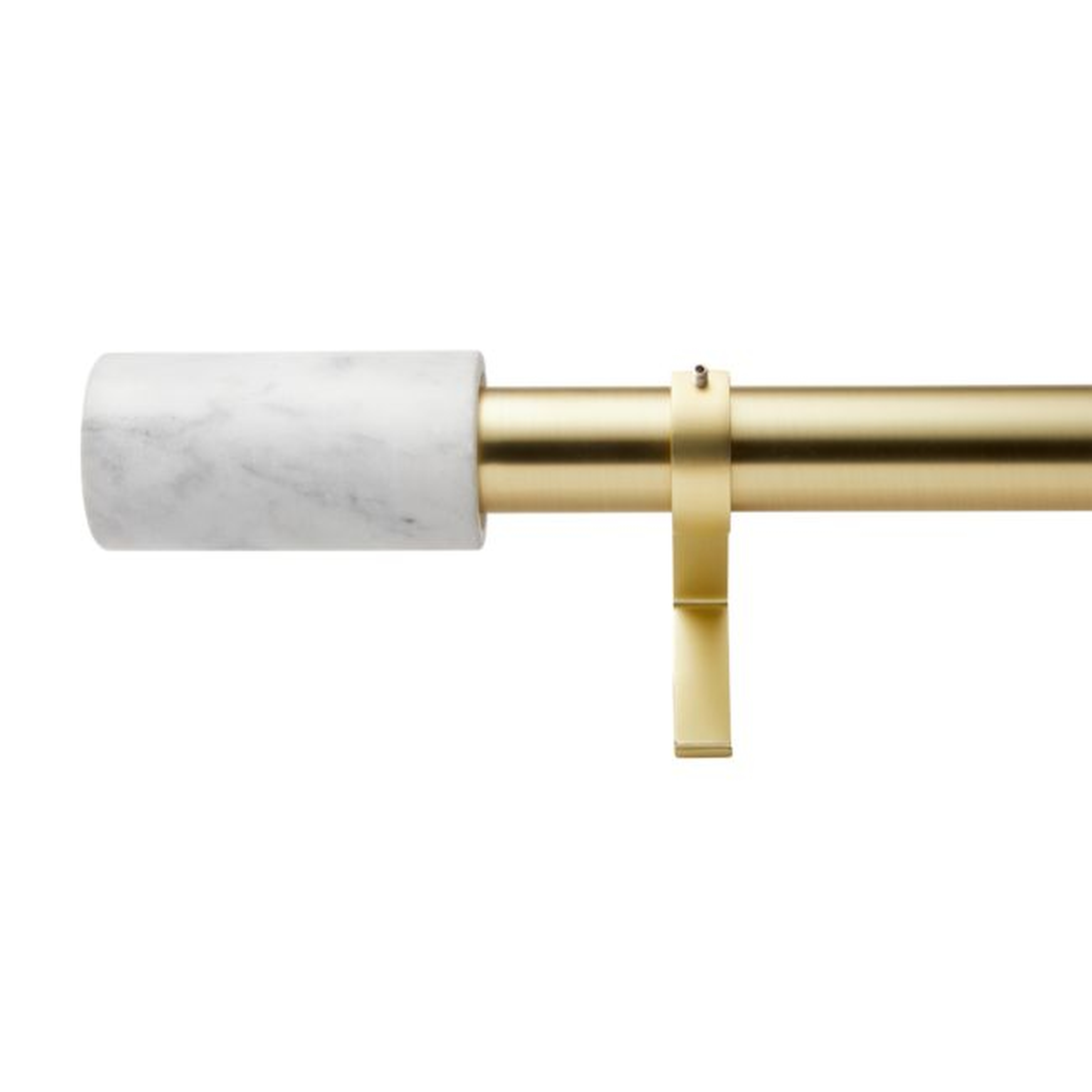 Brushed Brass with White Marble Finial Curtain Rod Set 48"-88"x1.25"Dia. - CB2