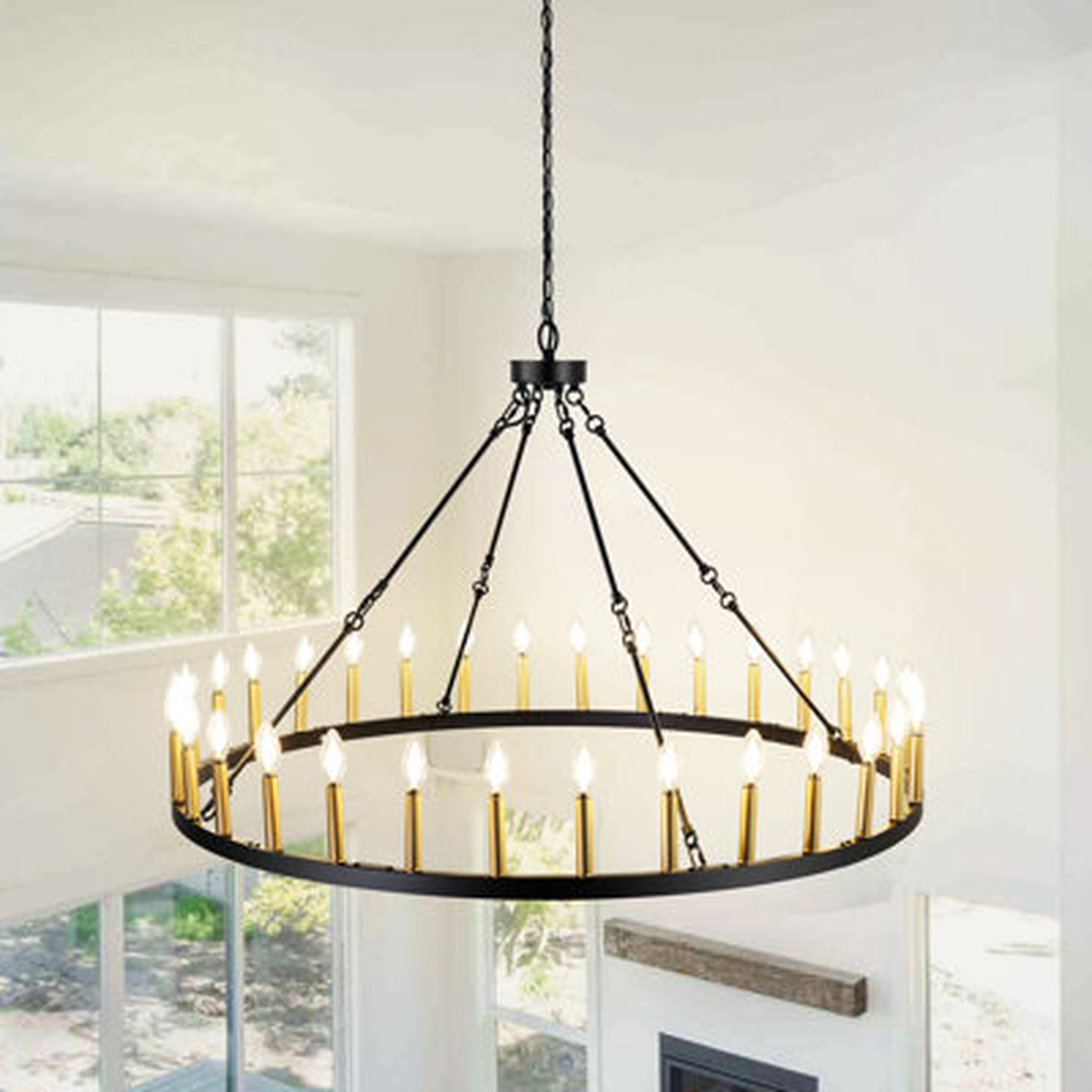 32 - Light Chandelier Black Chandelier Wagon Wheel Chandelier Farmhouse Chandelier Chandeliers For Dining Room - Wayfair