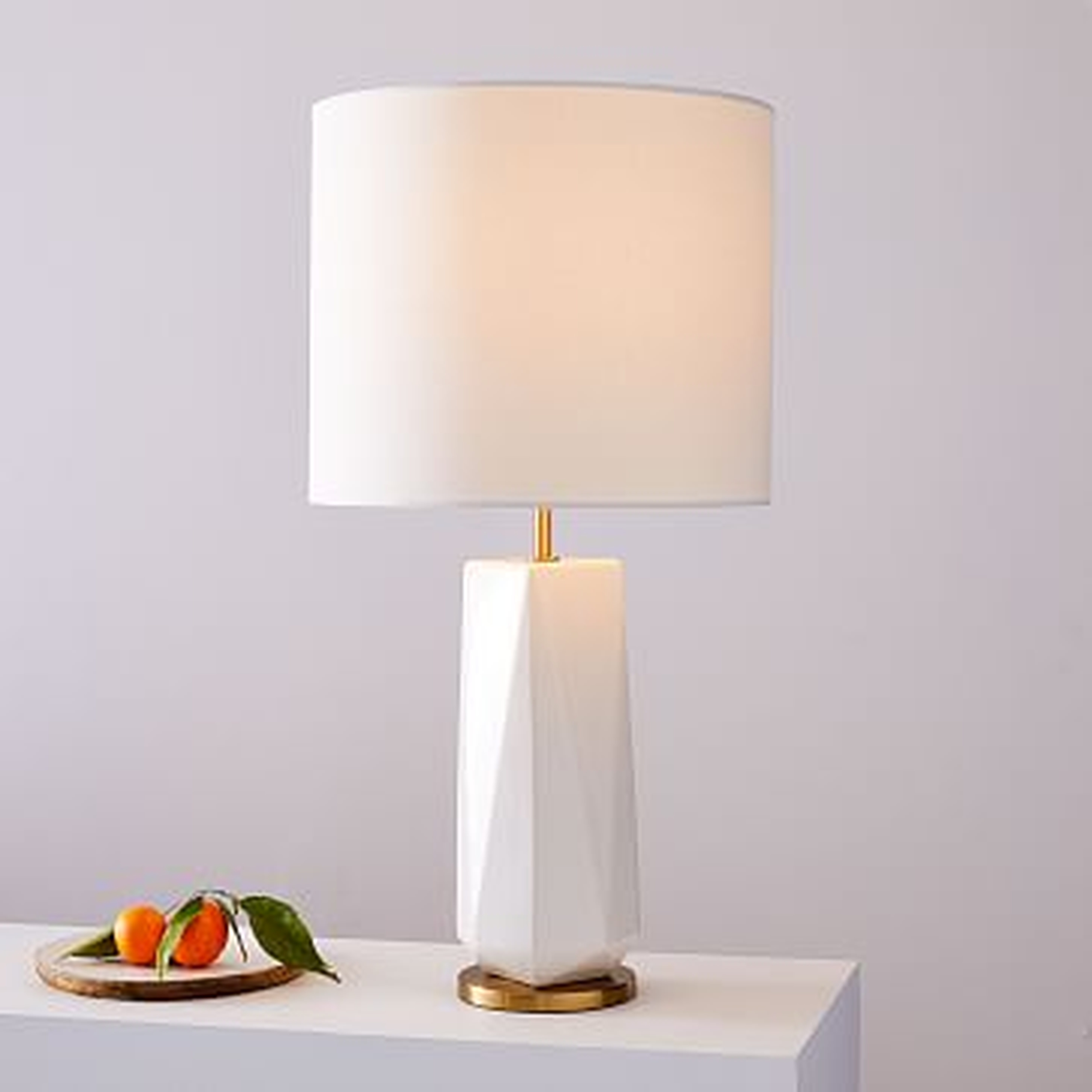 Faceted Porcelain Table Lamp, Large, White, Set of 2 - West Elm