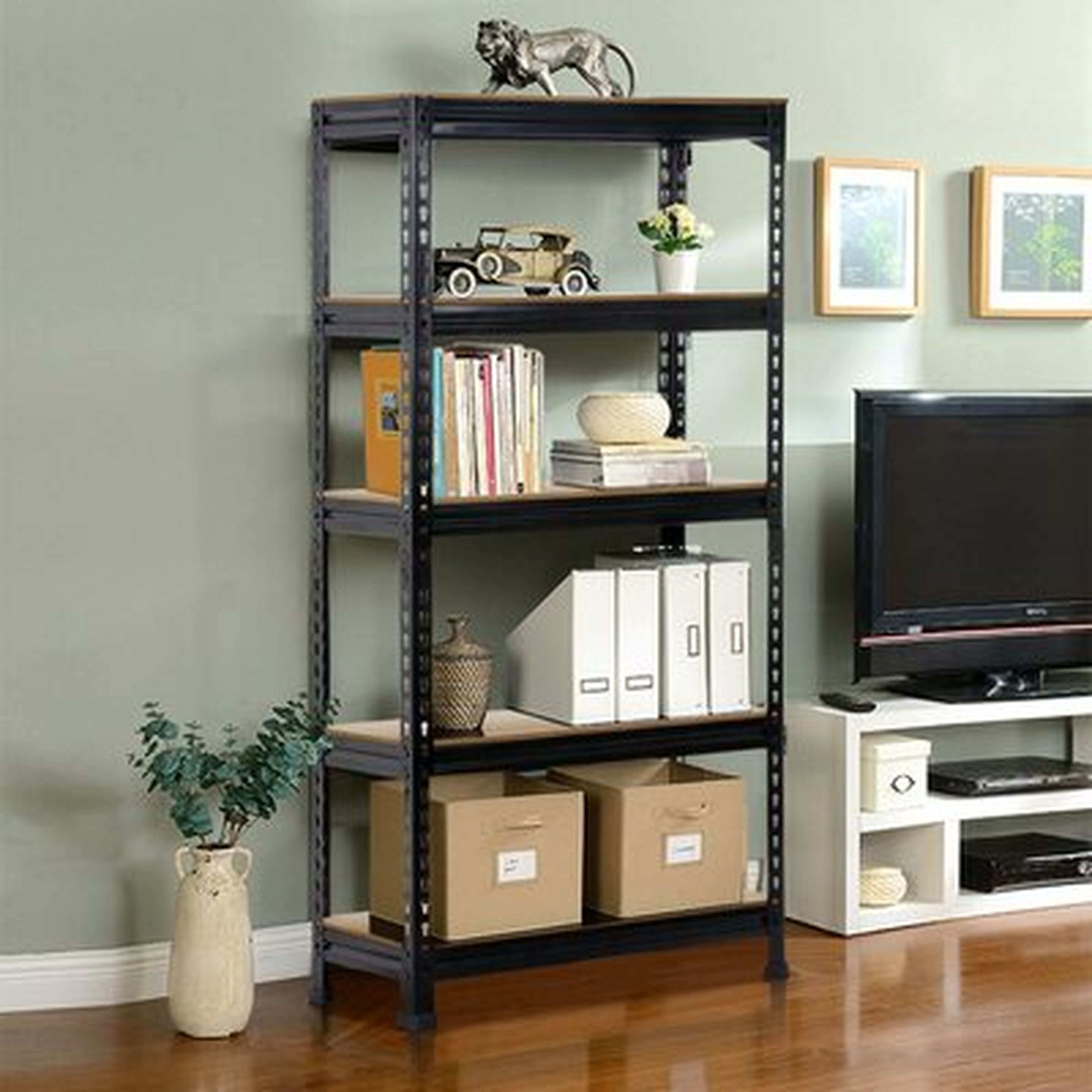 59" H x 28" W Metal Etagere Bookcase - Wayfair