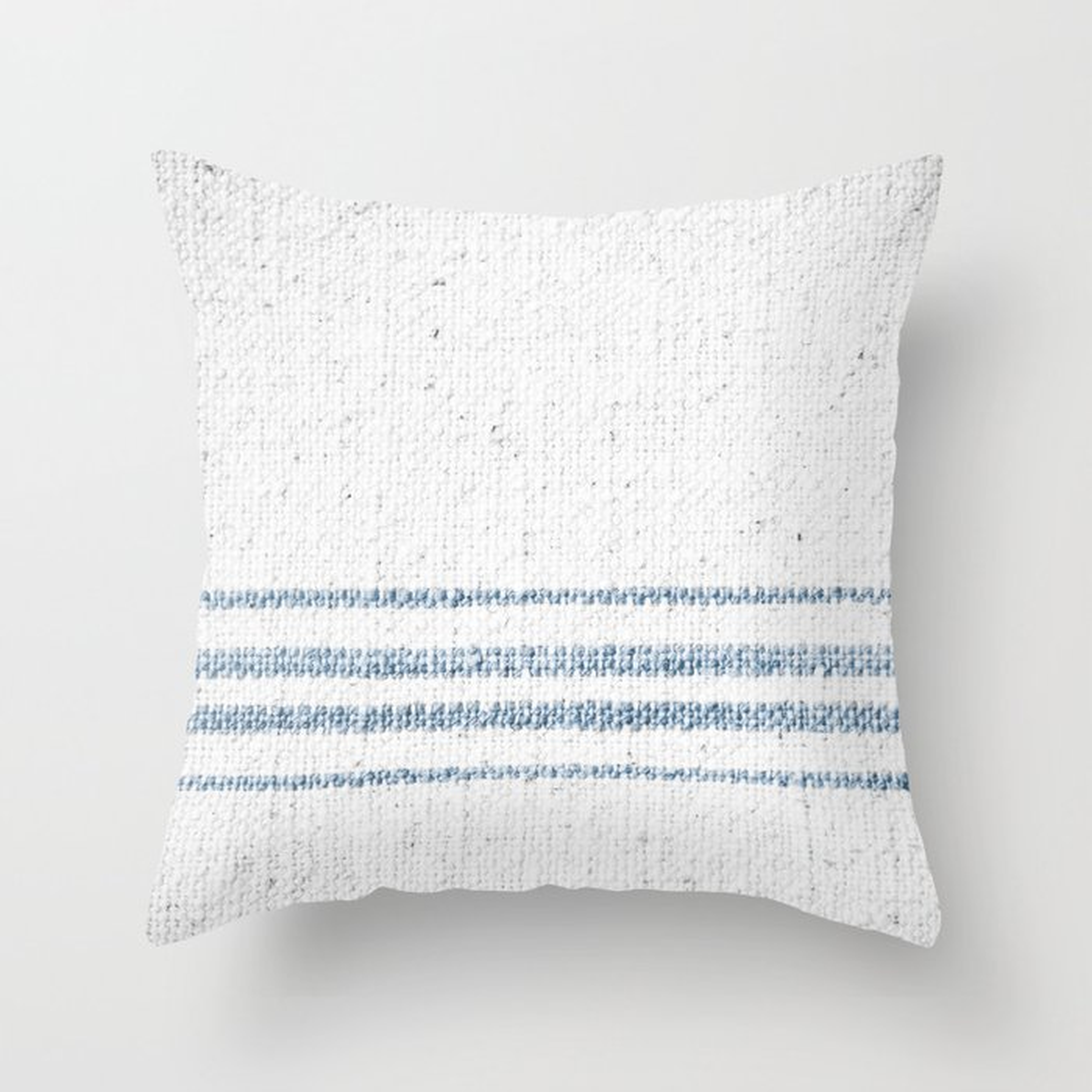Vintage Farmhouse Grain Sack Soft Blue Stripes Throw Pillow by Christina Lynn Williams - Cover (16" x 16") With Pillow Insert - Indoor Pillow - Society6