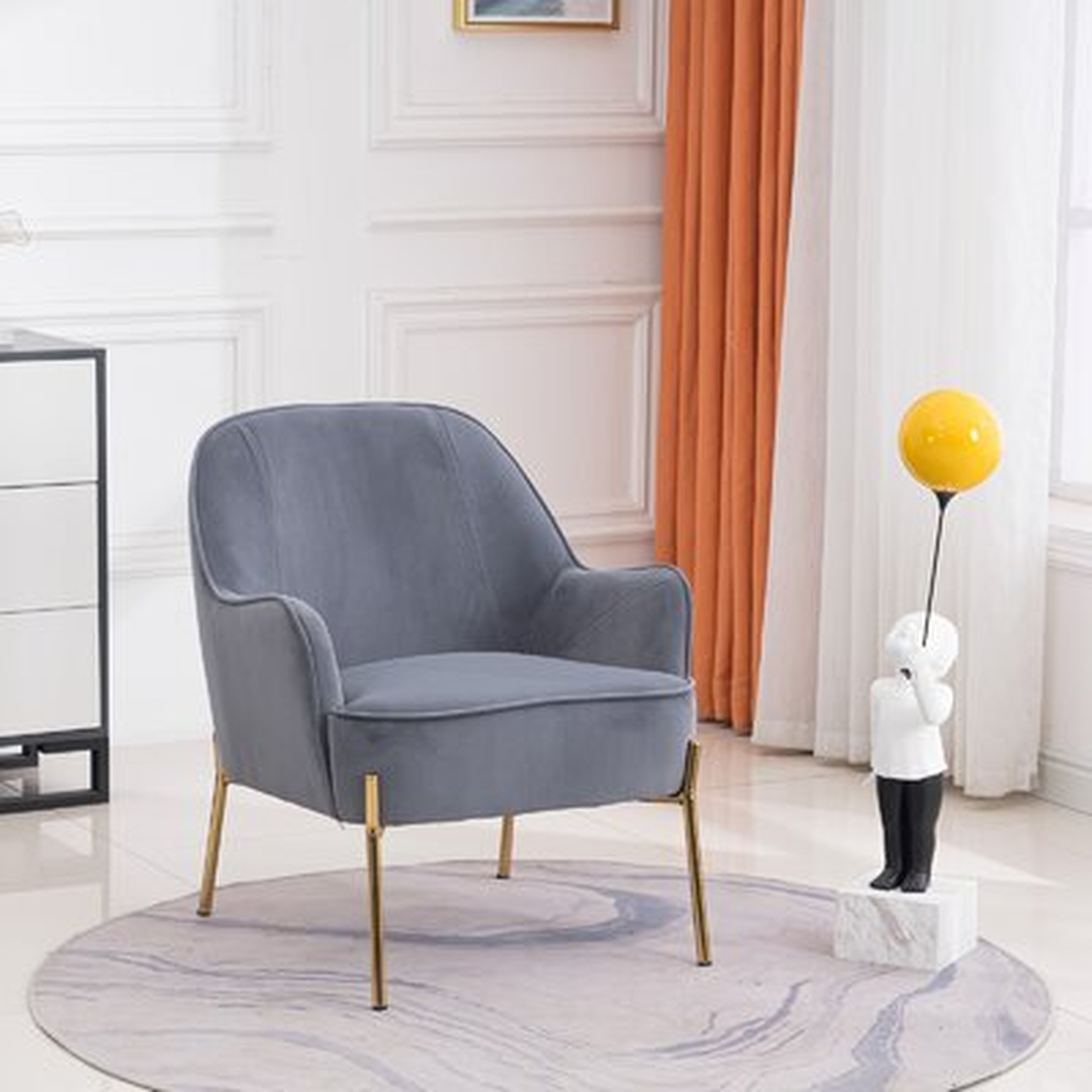 26" Modern Living Room Chair With Gold Soft Velvet Material - Wayfair