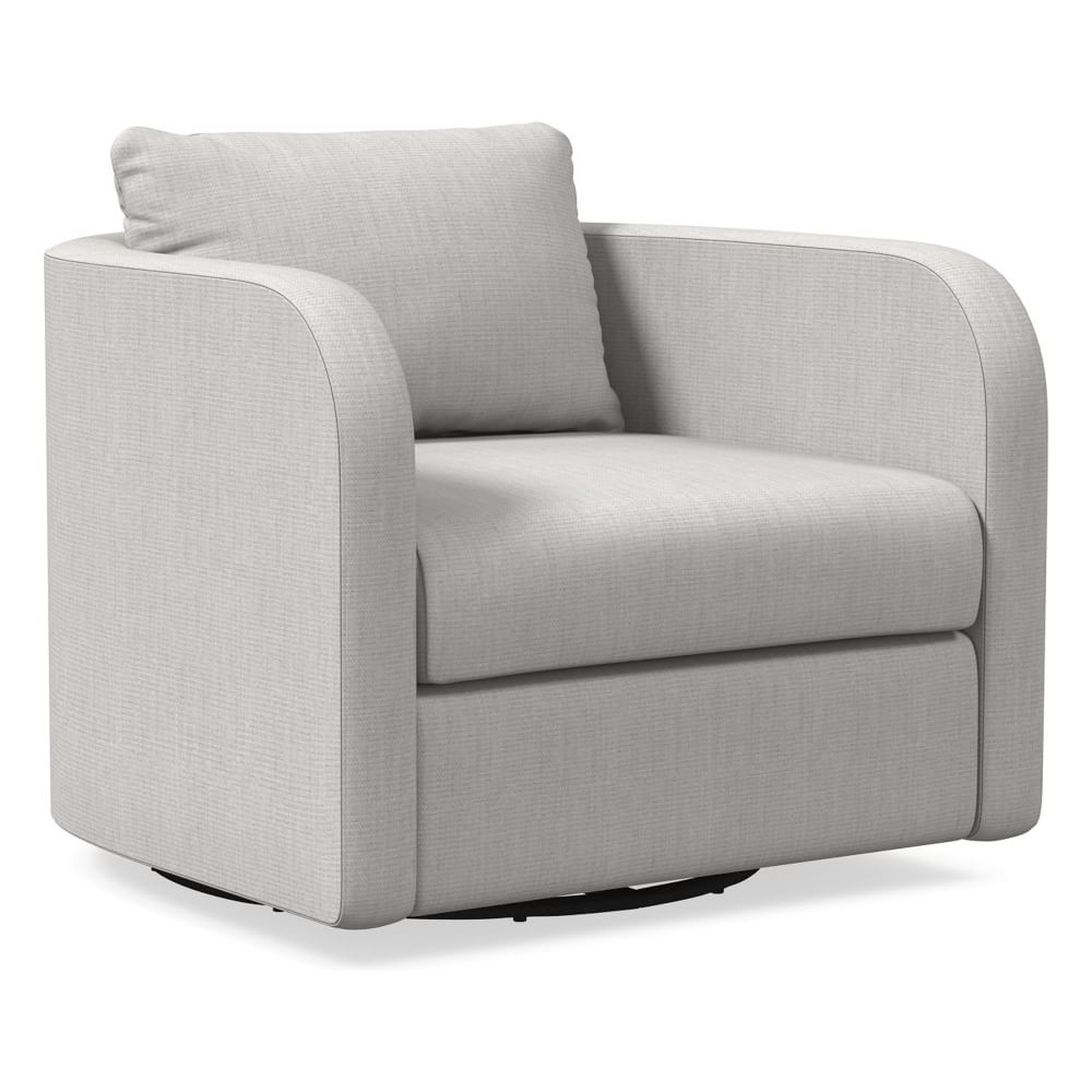 Bacall Swivel Chair, Poly, Frost Gray, Basket Slub, Concealed Supports - West Elm