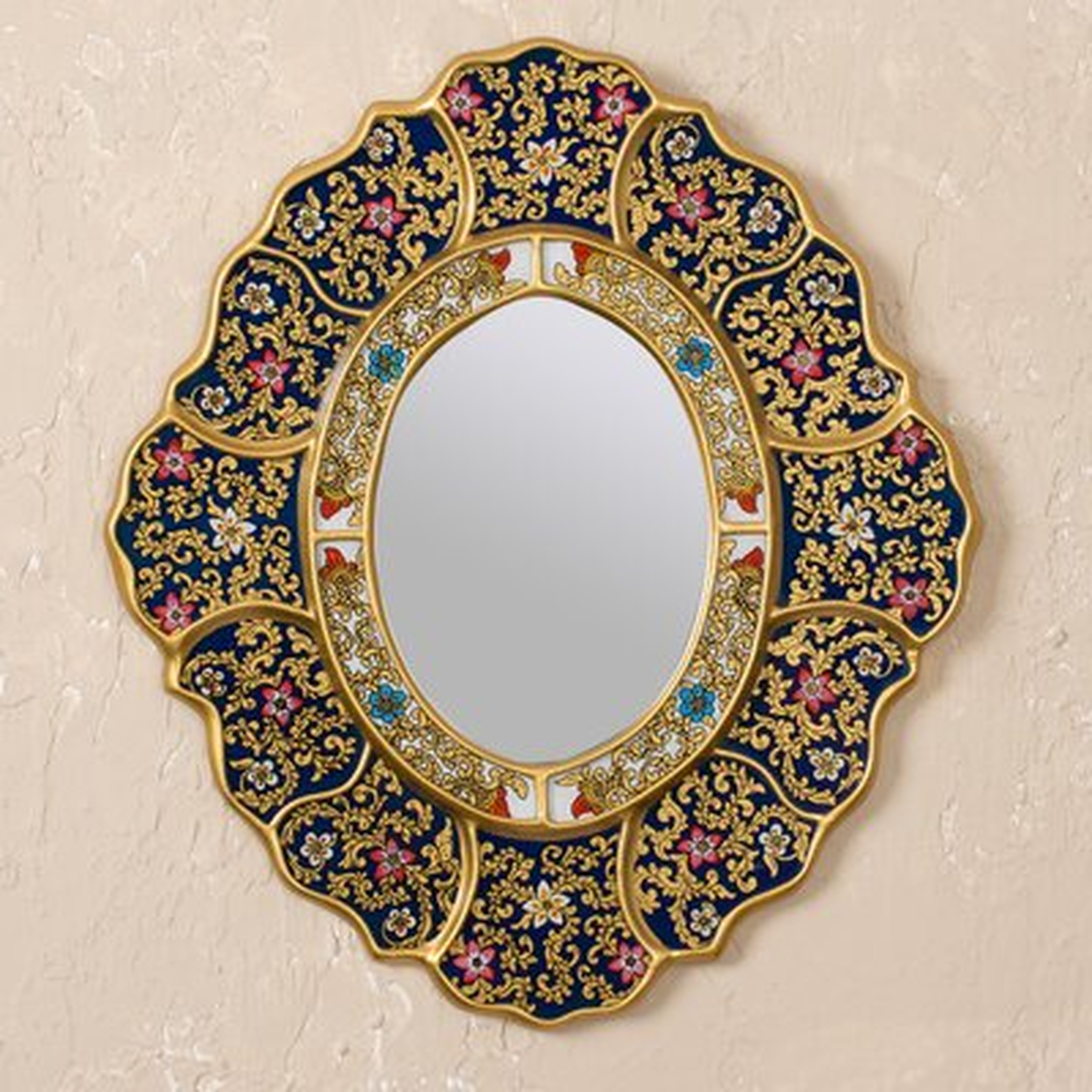 Kaydan Reverse Painted Glass "Garden Gold" Wall Mirror - Wayfair