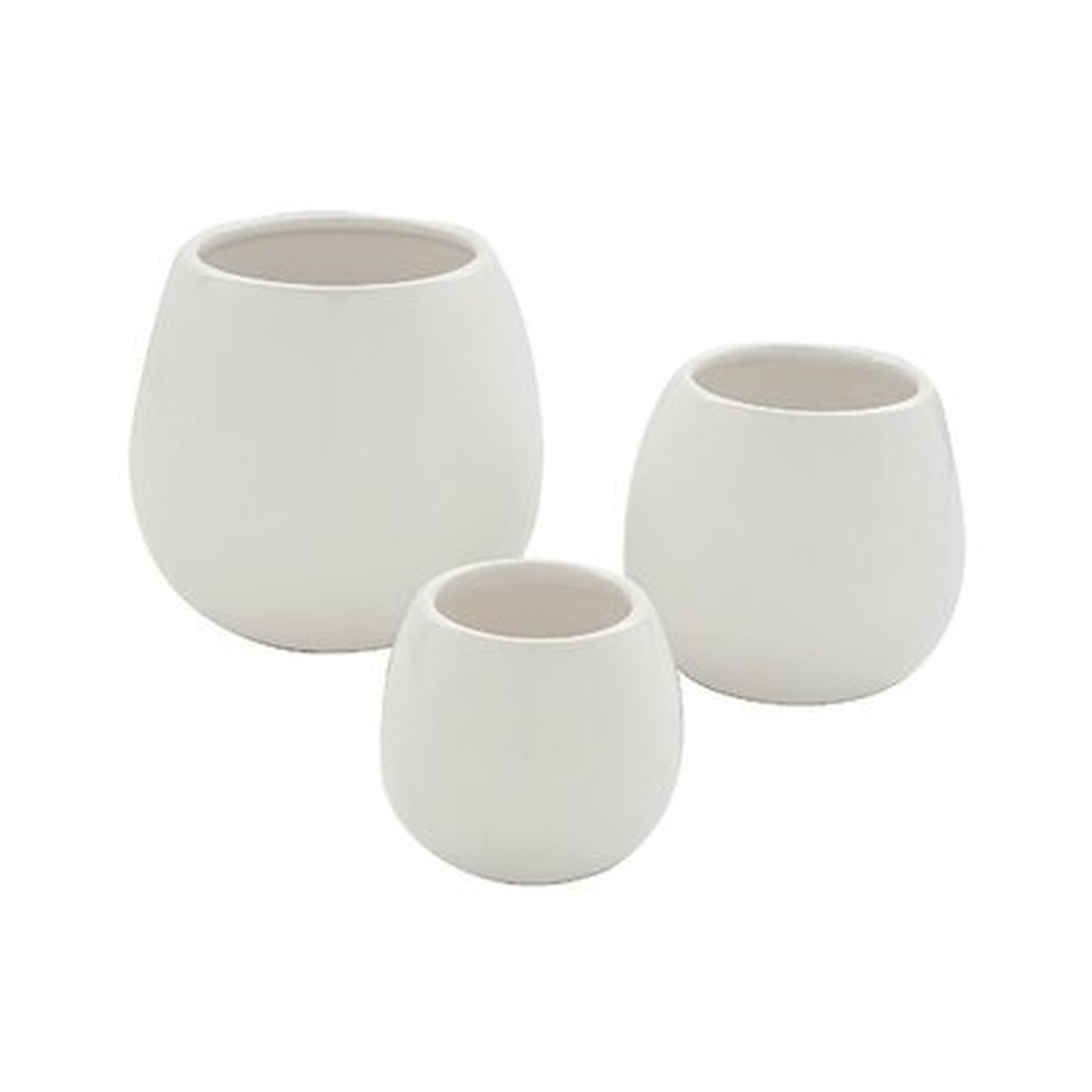 White Ceramic Planter Vase Set - Vases - None - 3 Pieces - Wayfair