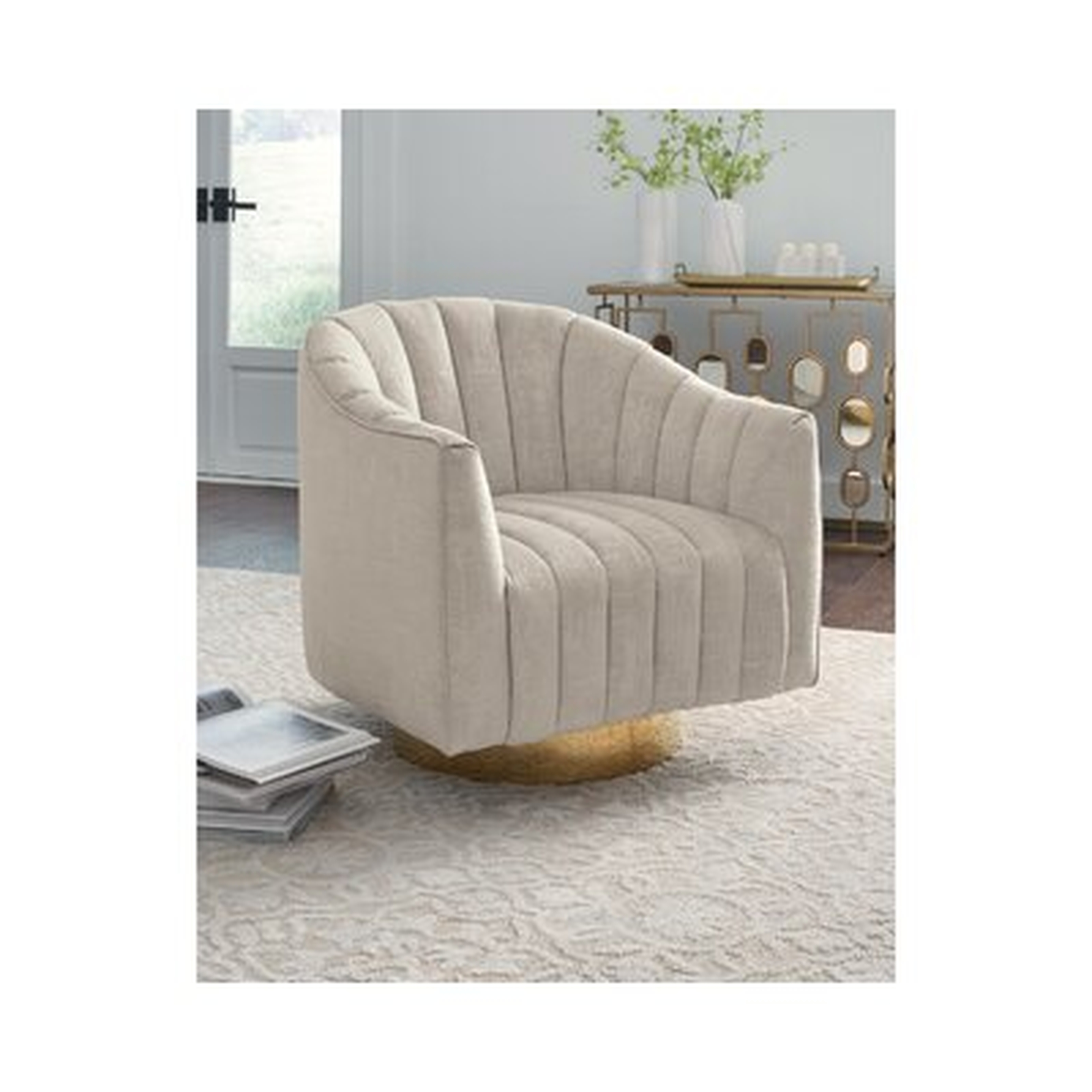 Neveah 29.5" Wide Polyester Swivel Barrel Chair - Wayfair