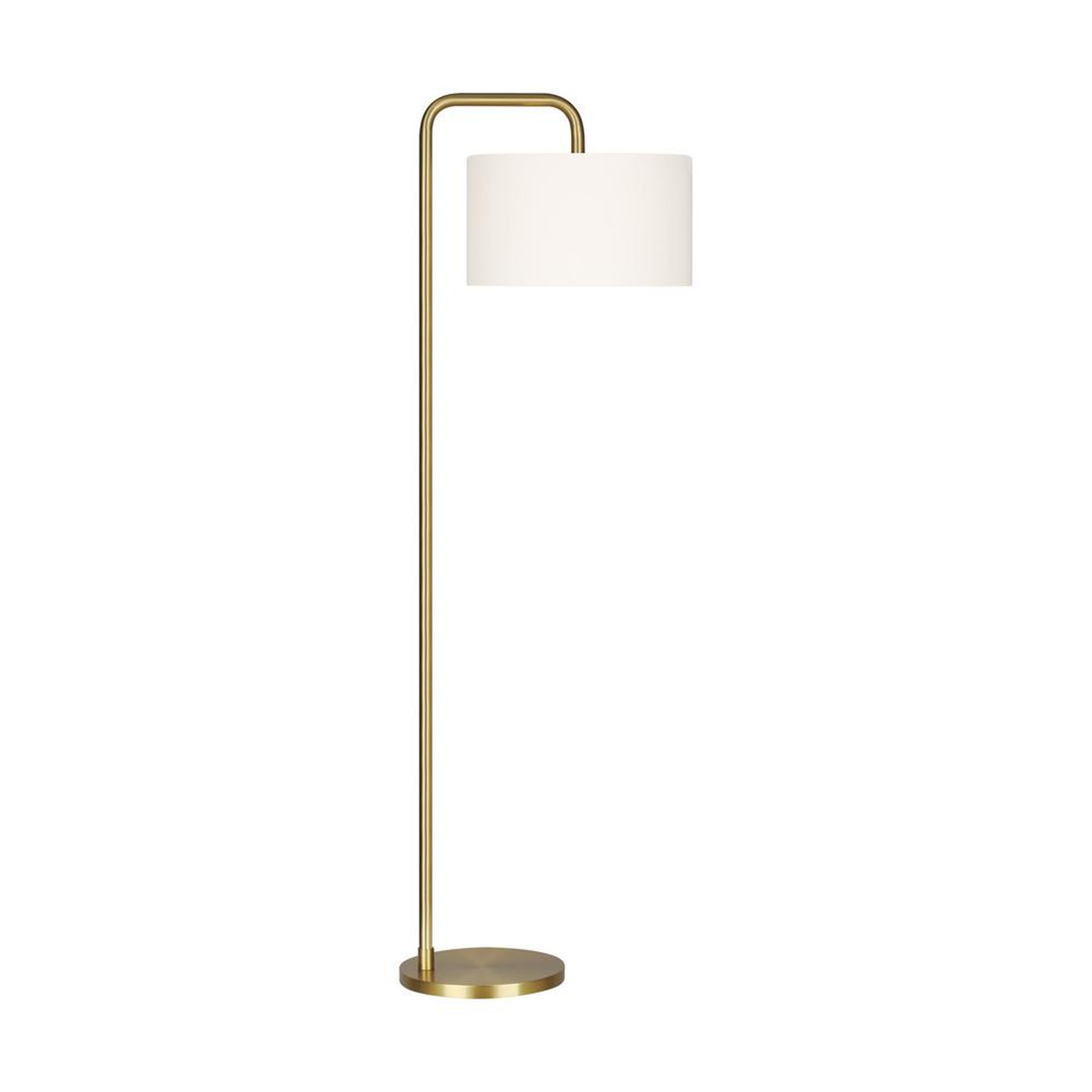 Sea Gull Lighting Products Dean 64 in. Burnished Brass Floor Lamp with White Linen Fabric Shade - Home Depot