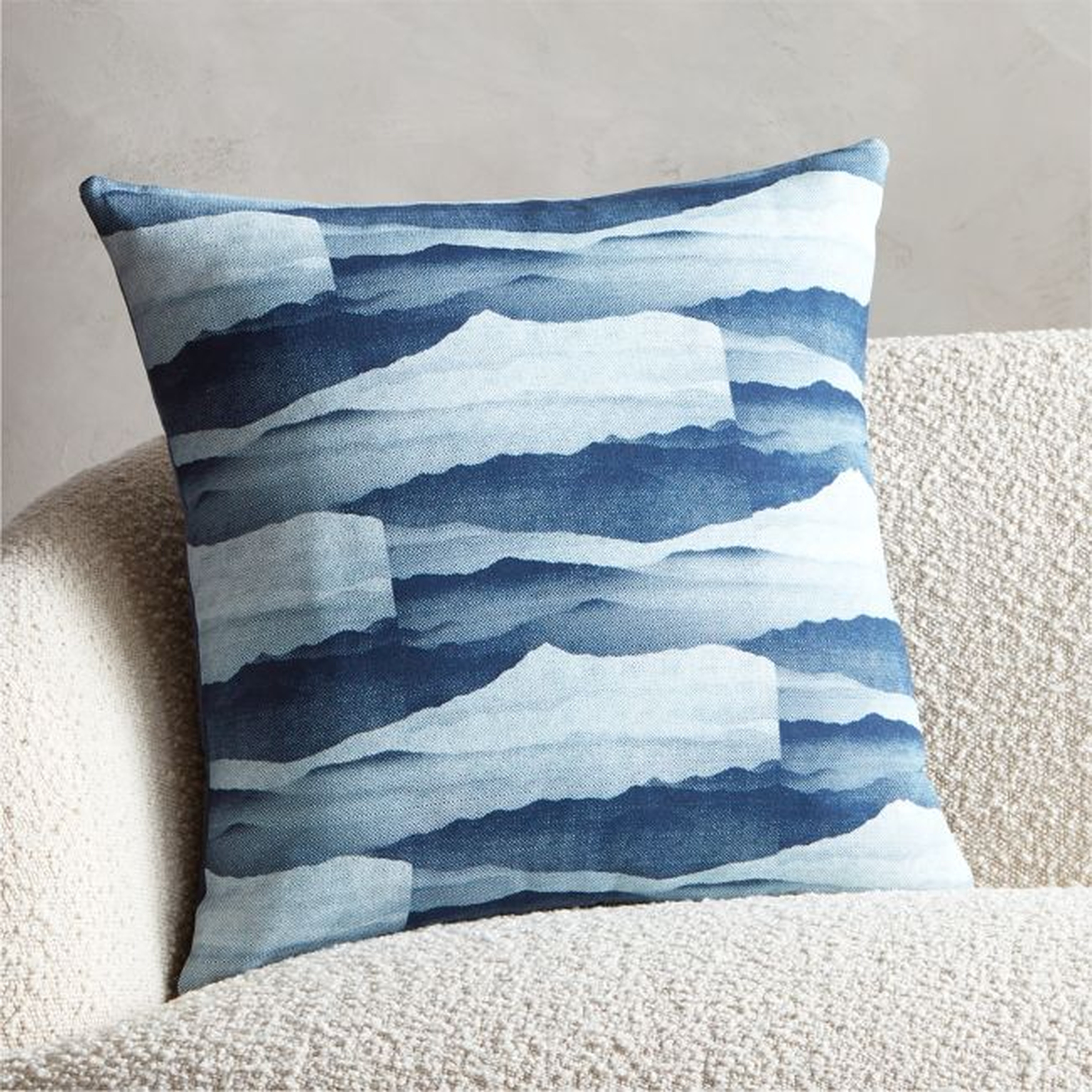 20" Brae Blue Pillow with Down-Alternative Insert - CB2
