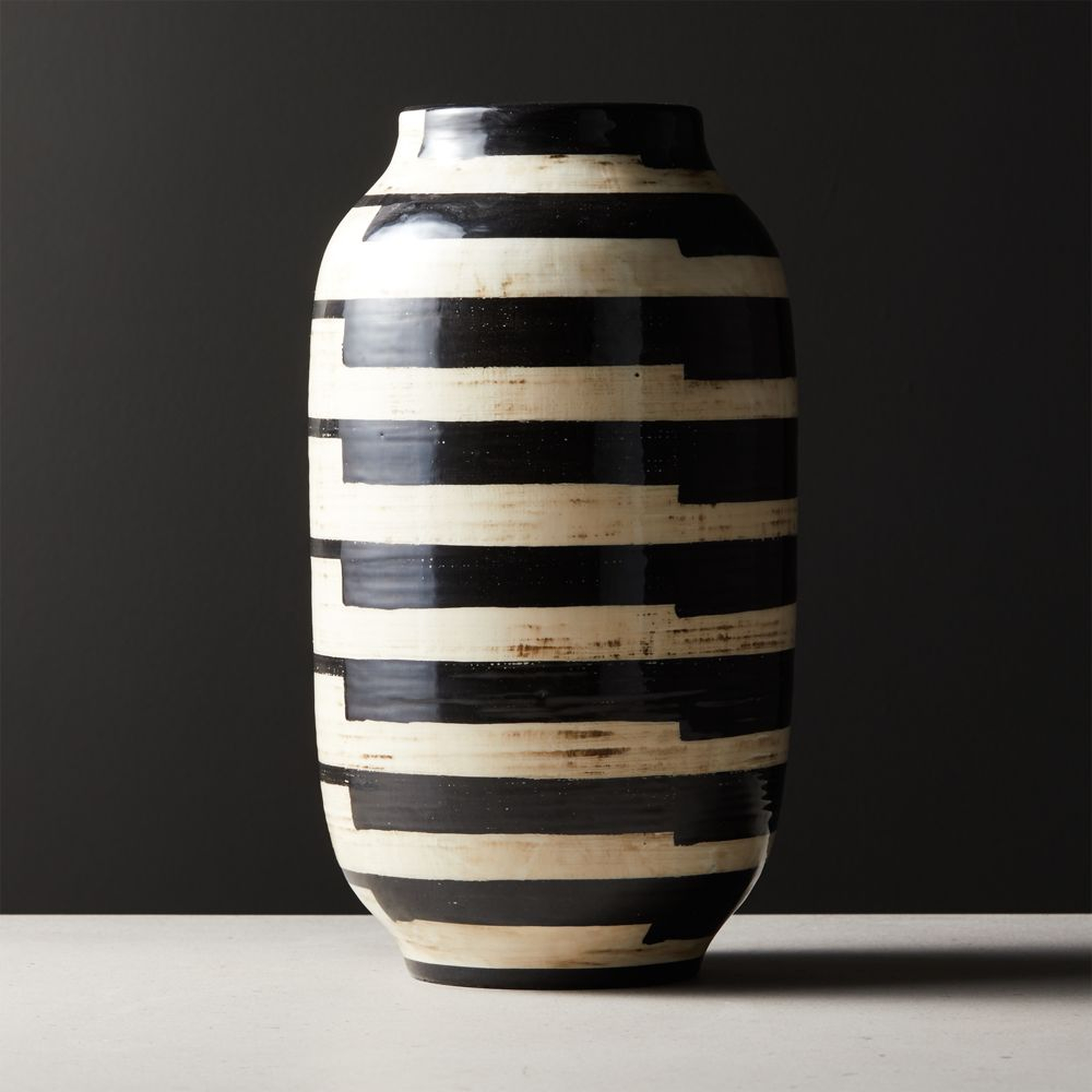 Cristo Black and White Striped Vase - CB2