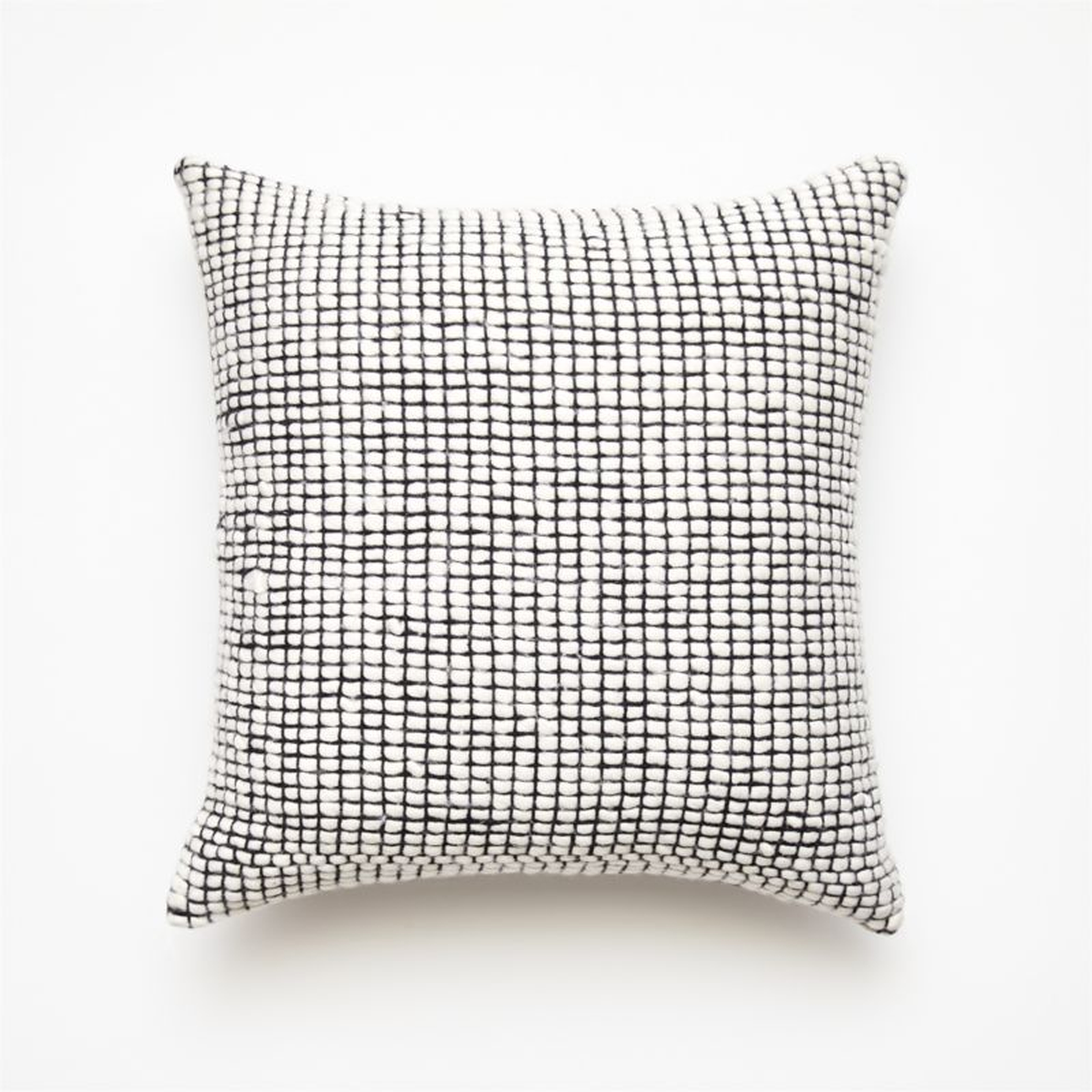 Keelie Ivory Grid Throw Pillow with Feather-Down Insert 23" - CB2