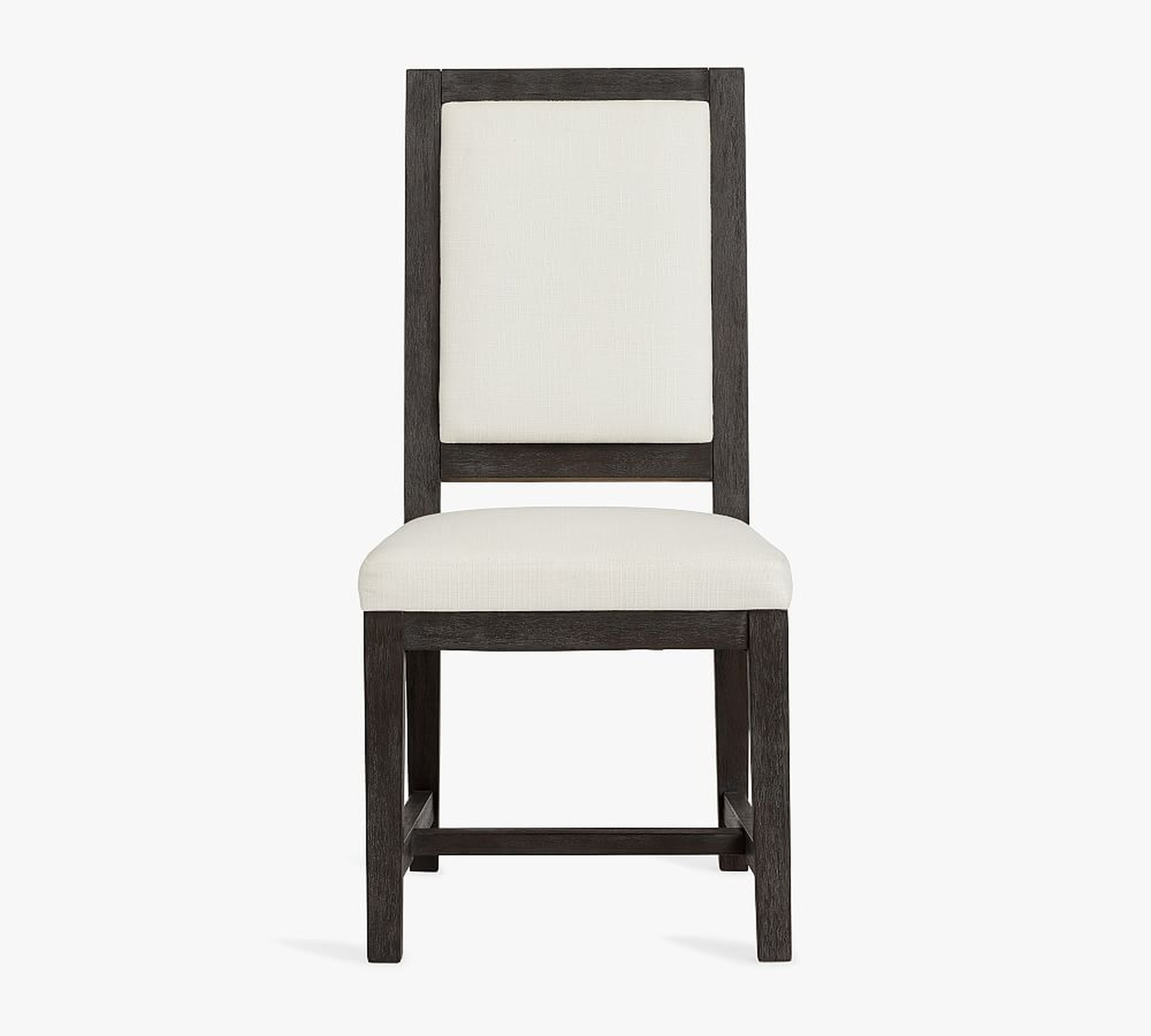 Watson Upholstered Dining Chair, Charcoal & Basketweave Slub Ivory - Pottery Barn