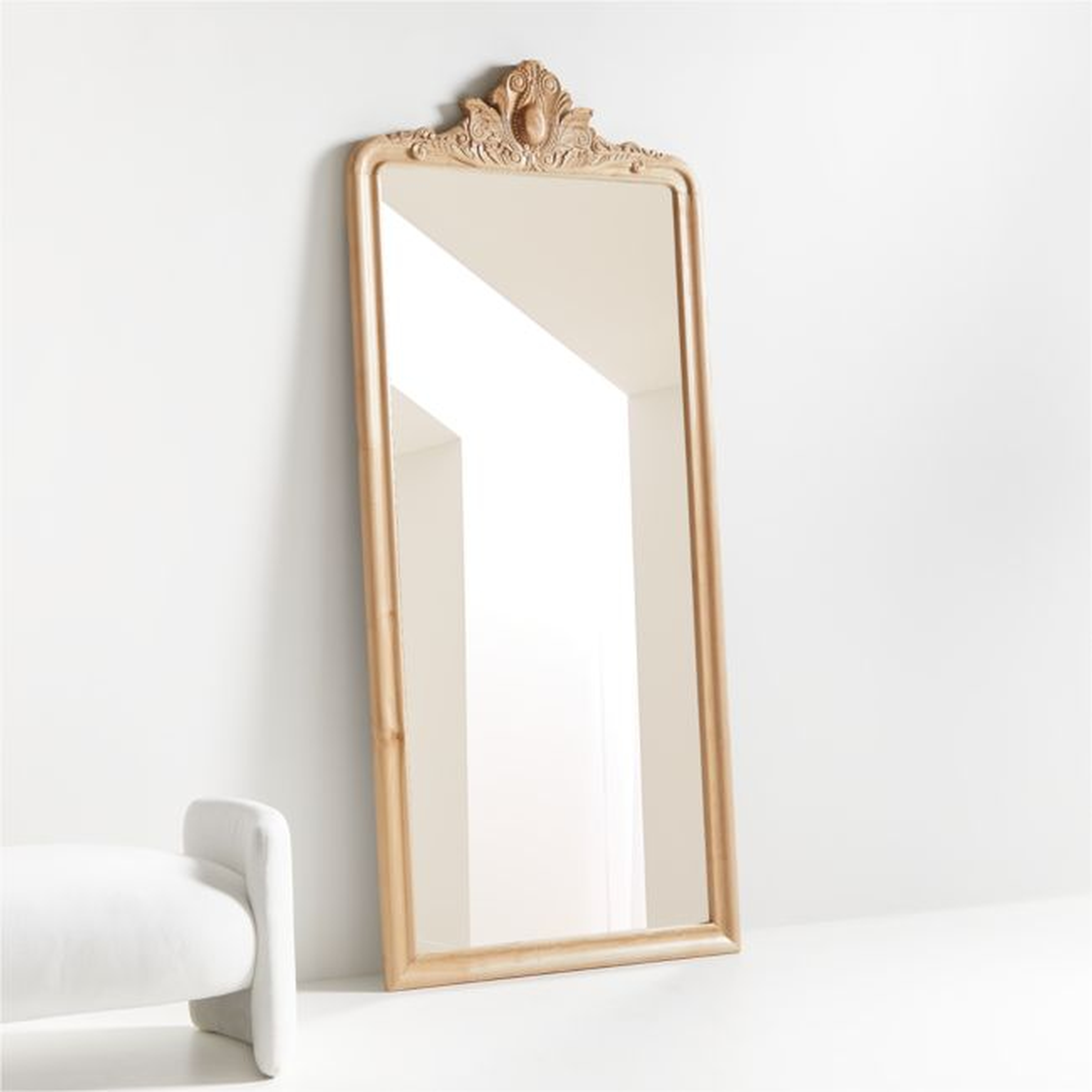 Levon Natural Carved Wood Floor Mirror by Leanne Ford - Crate and Barrel