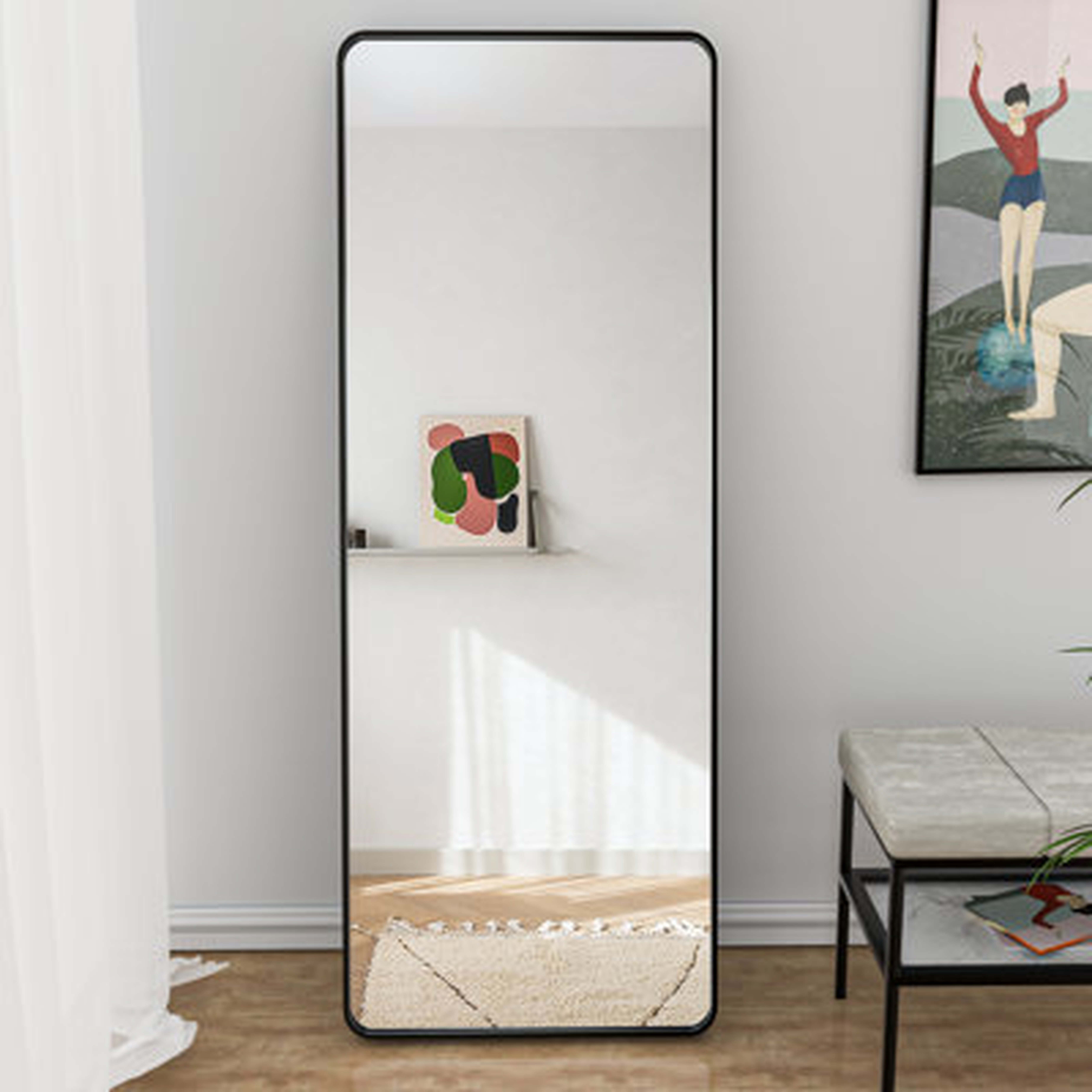 Full Length Mirror 22"X65" Rectangle Floor Mirror With Rounded Corners,Silver - Wayfair