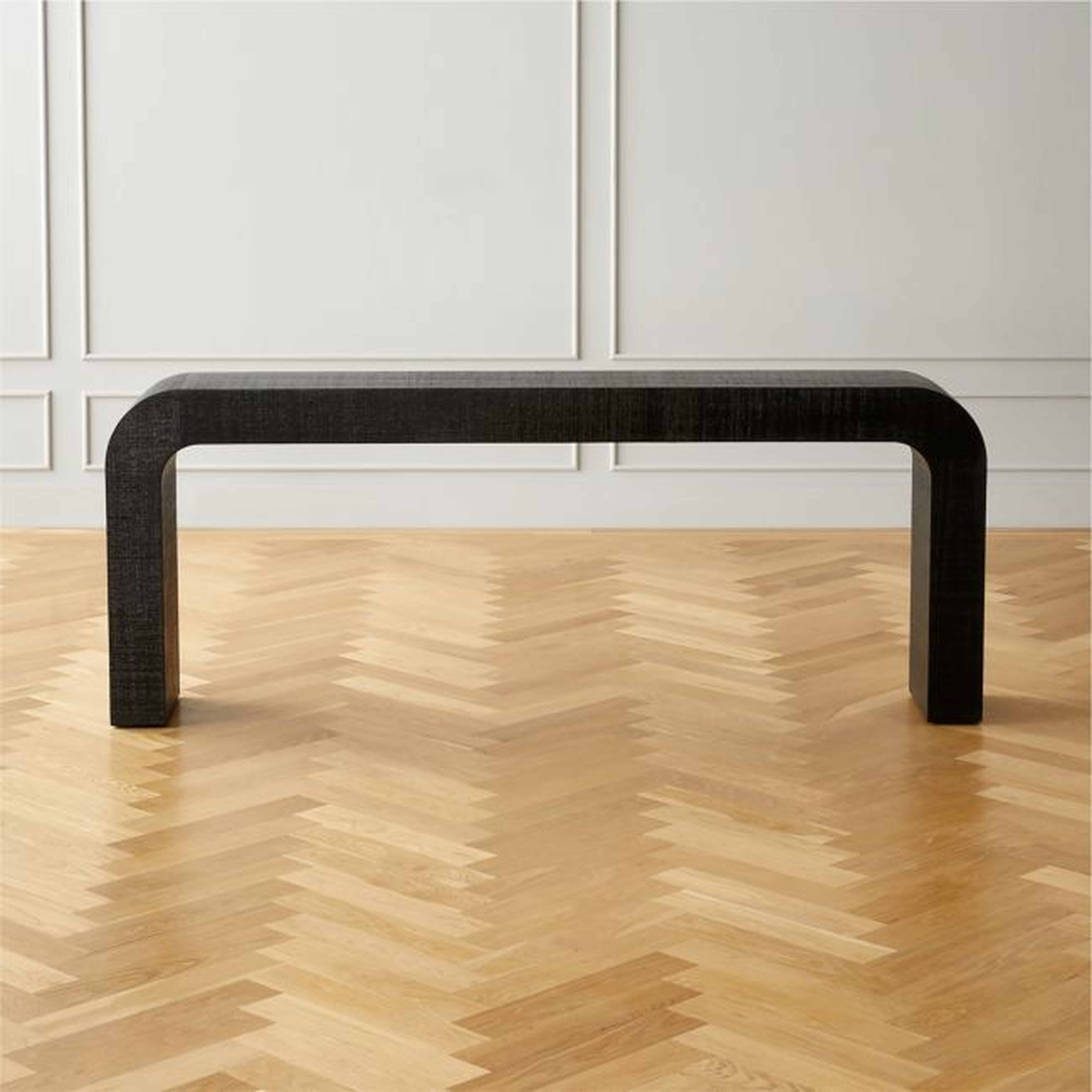 Horseshoe Black Lacquered Linen 80" Console Table - CB2