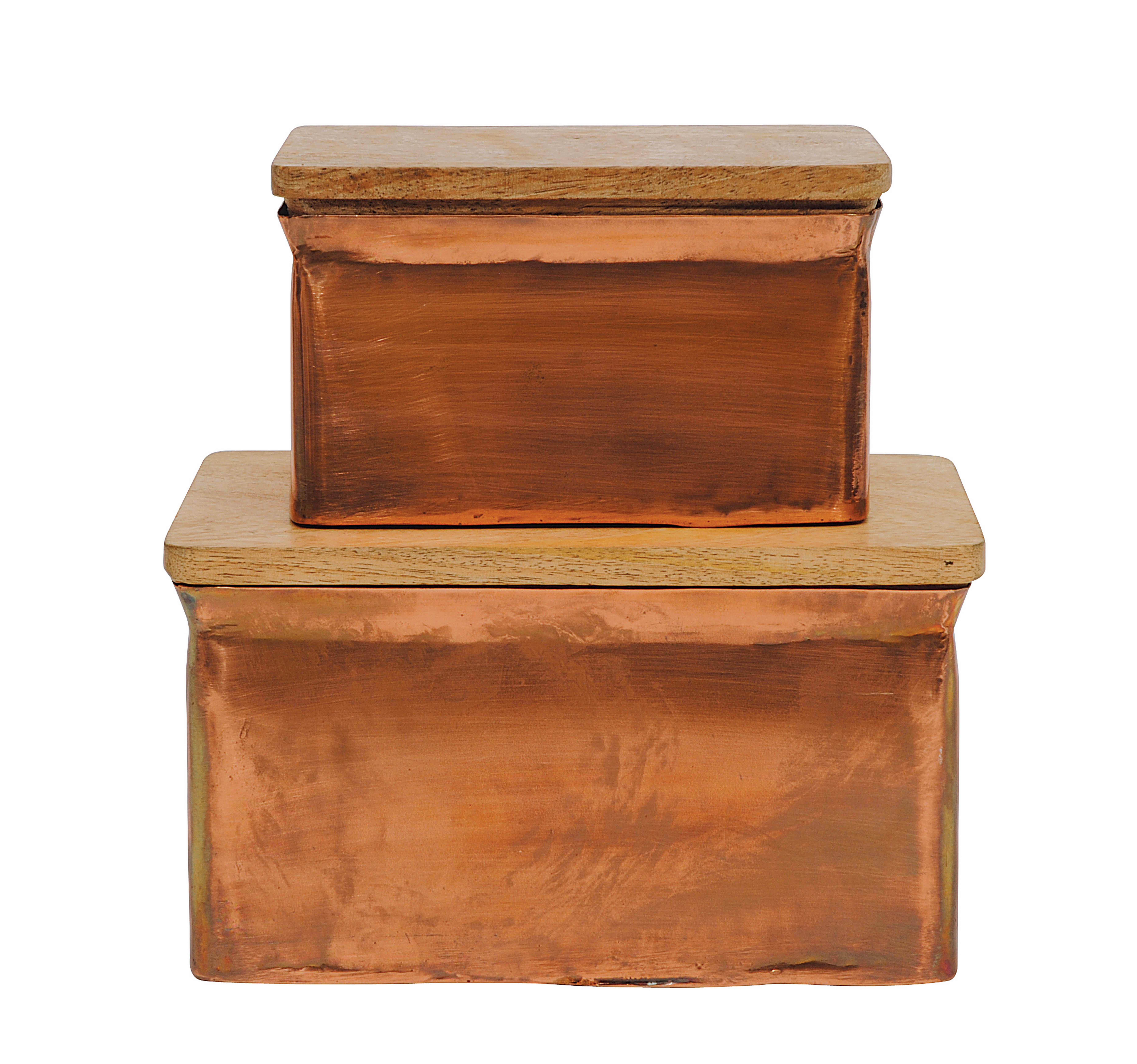 Iron Boxes with Wood Lids (Set of 2 Sizes) - Nomad Home