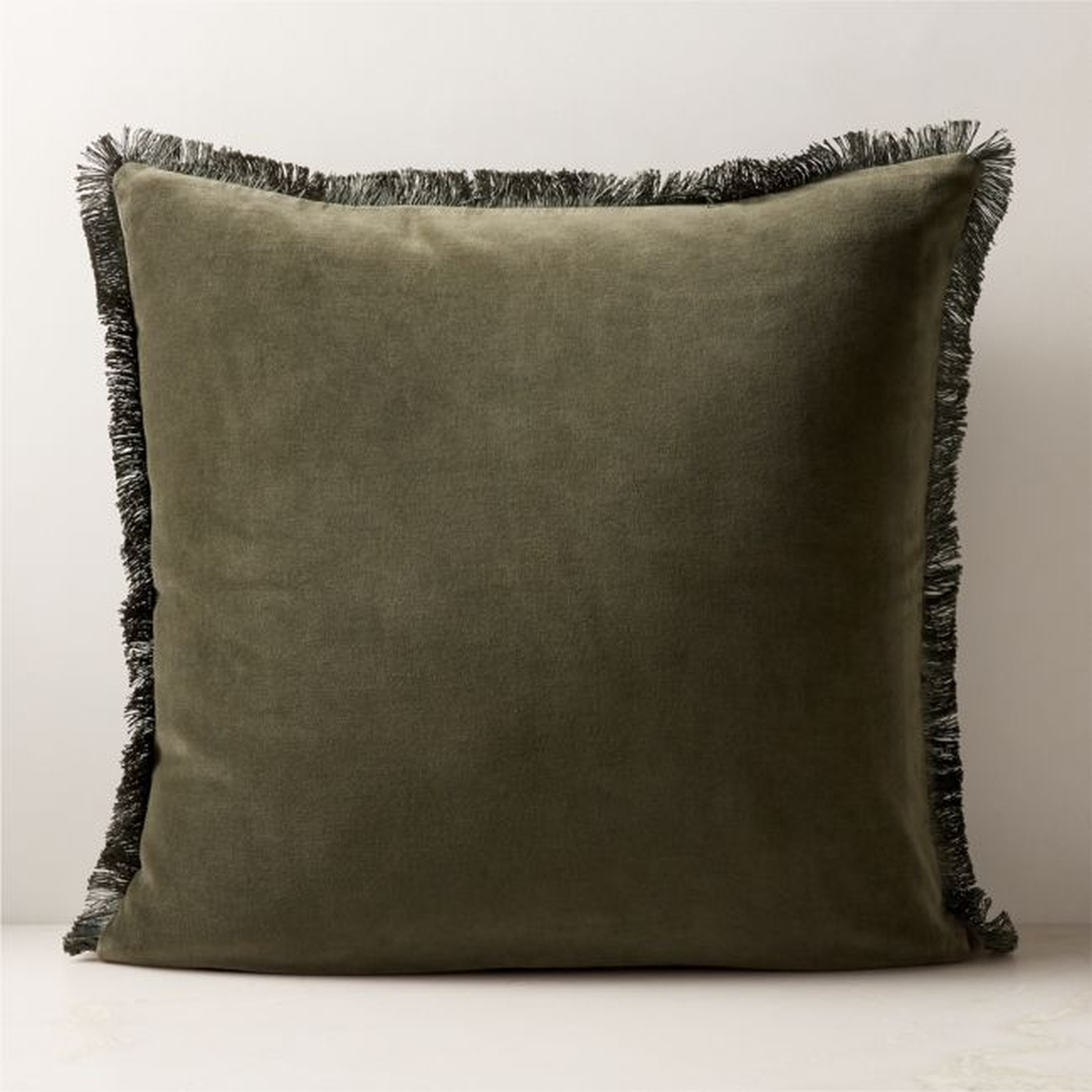 Bettie Forest Green Velvet Throw Pillow with Feather-Down Insert 26'' - CB2