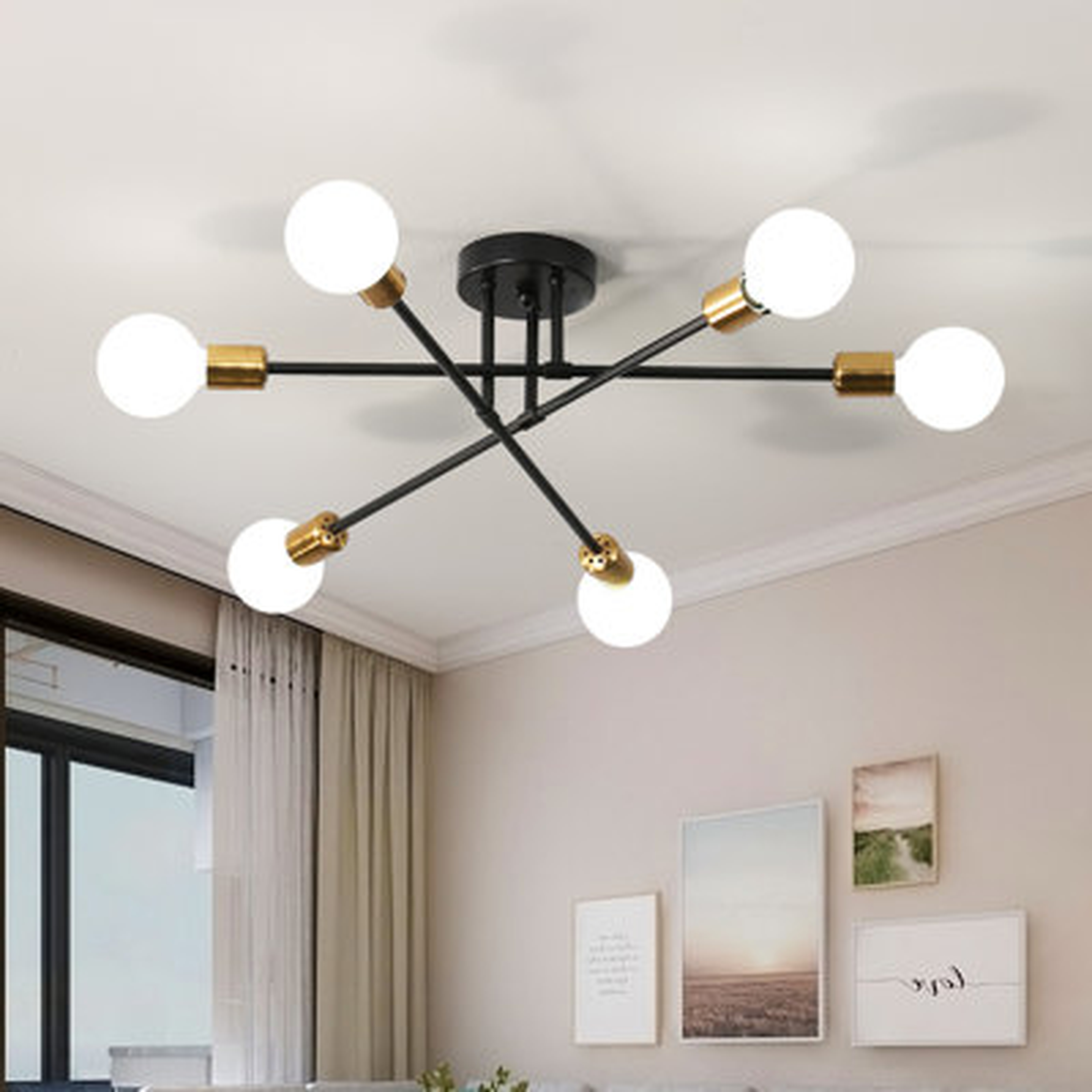 Sputnik Nordic Modern Chandelier Black Gold Ceiling Light - Wayfair