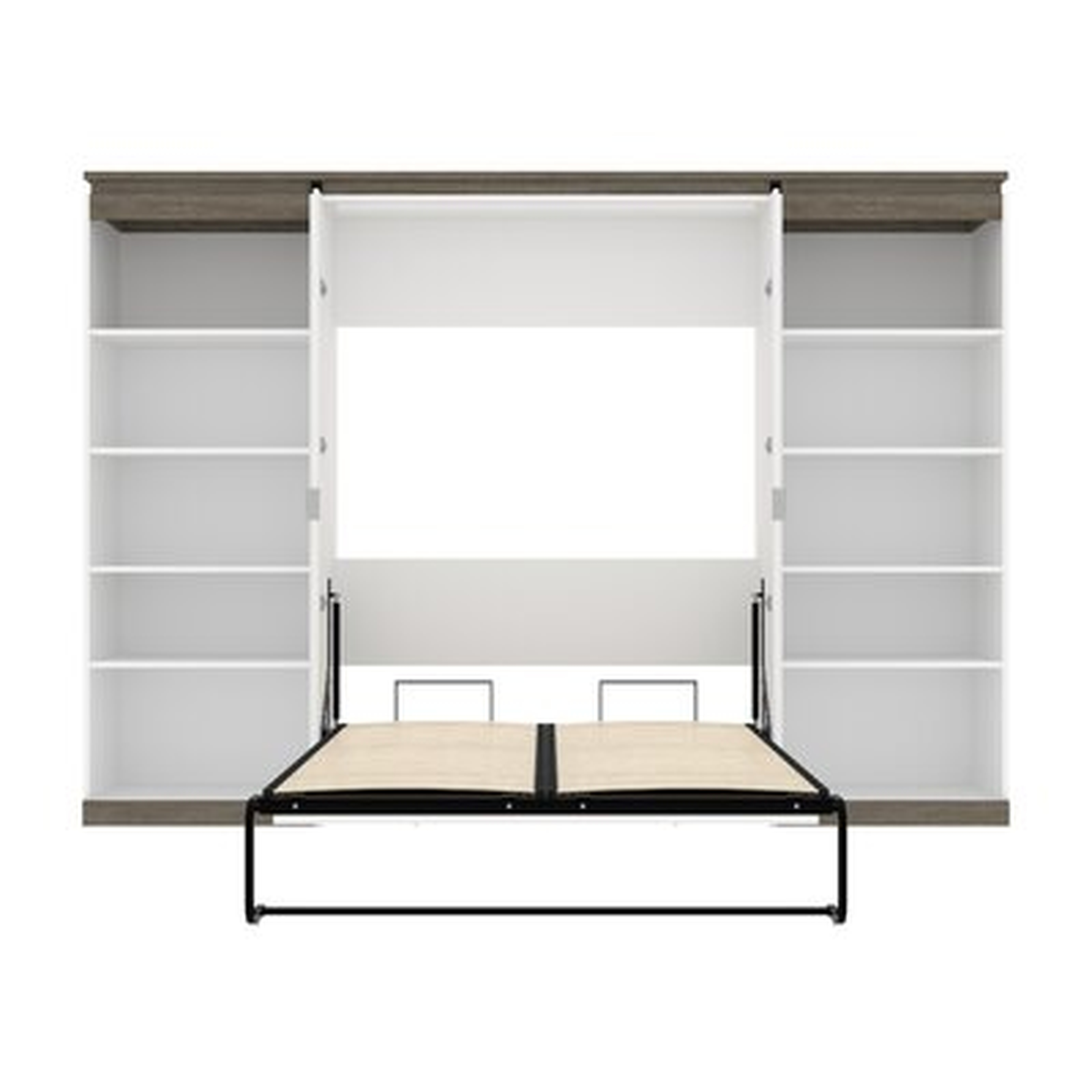 Bestar  Orion  118W Full Murphy Bed With 2 Shelving Units (119W) In Bark Gray And Graphite - Wayfair