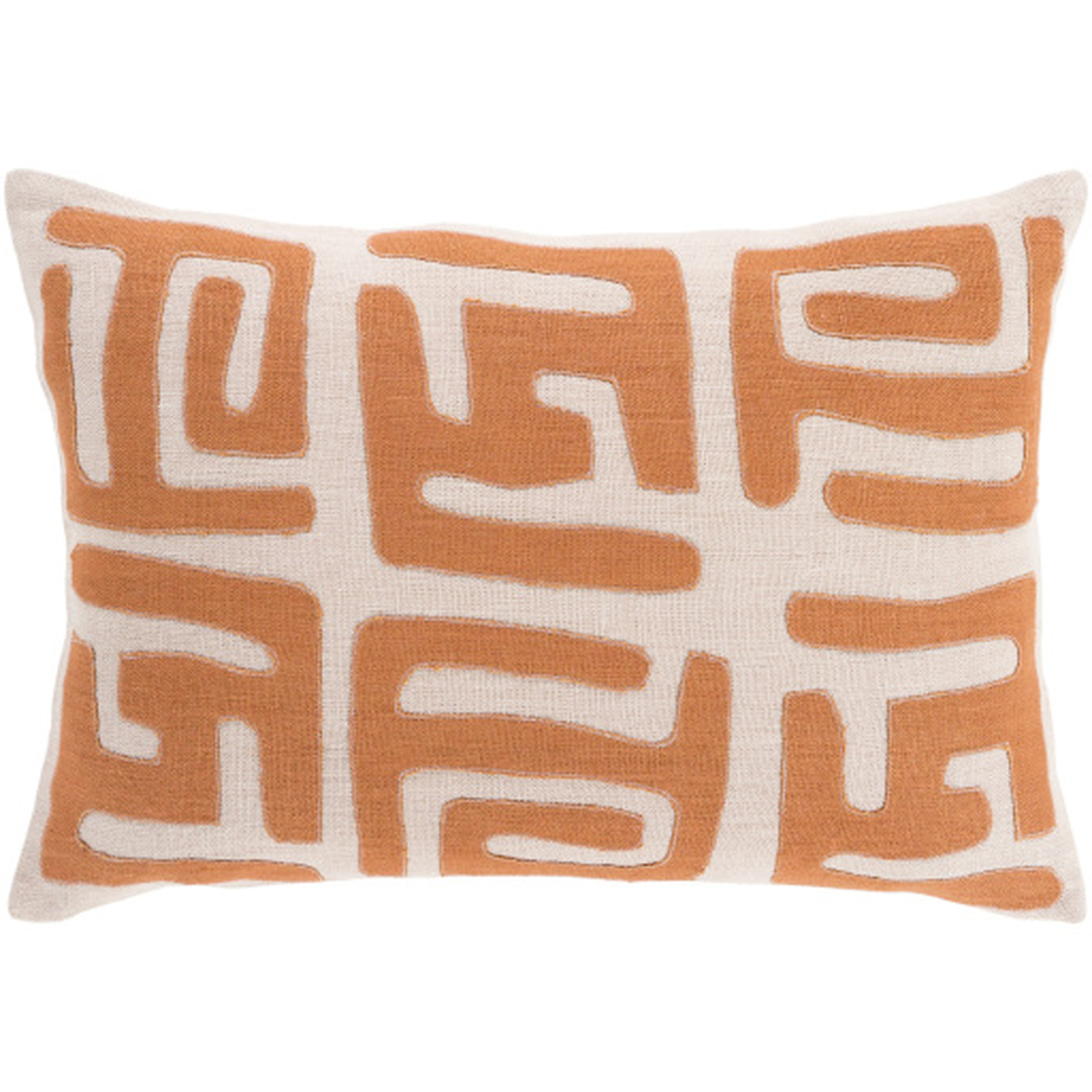 Nairobi Lumbar Pillow Cover, 19" x 13", Orange & Cream - Neva Home