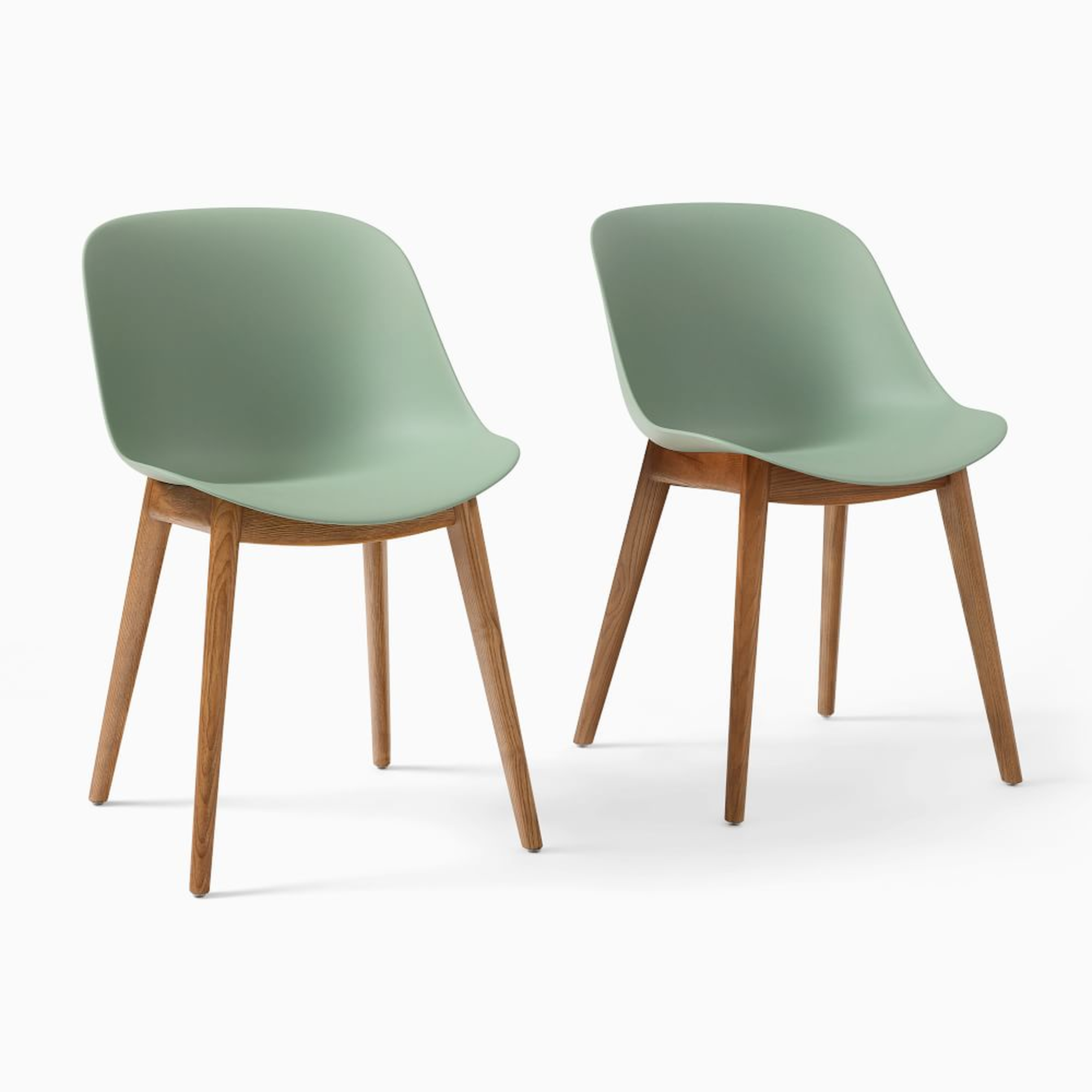 Classon Recycled Shell Chair, Set of 2, Celadon, Cool Walnut Wood - West Elm