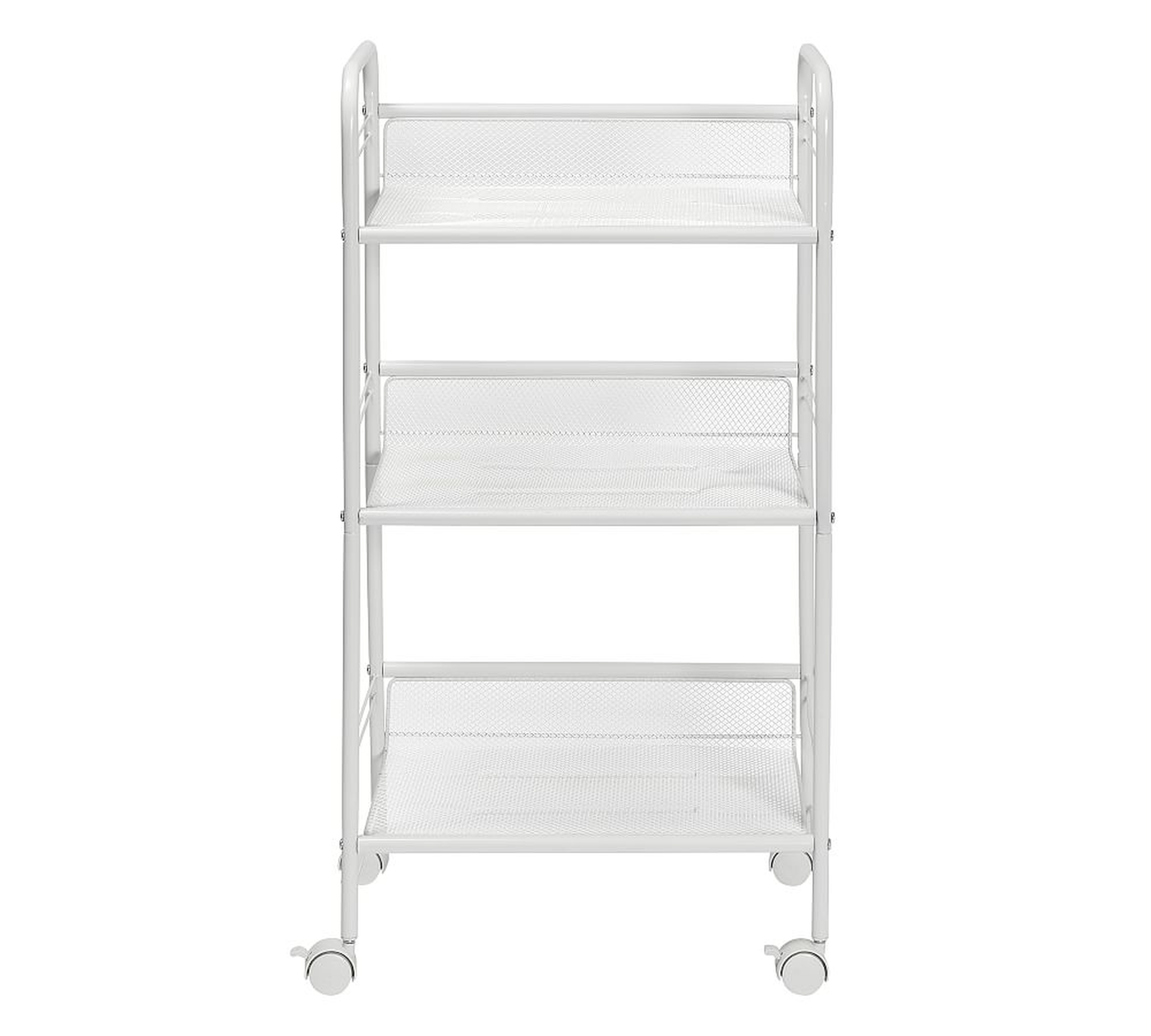 3-Tier Mesh Rolling Cart, White, 18"W x 34.75"H - Pottery Barn