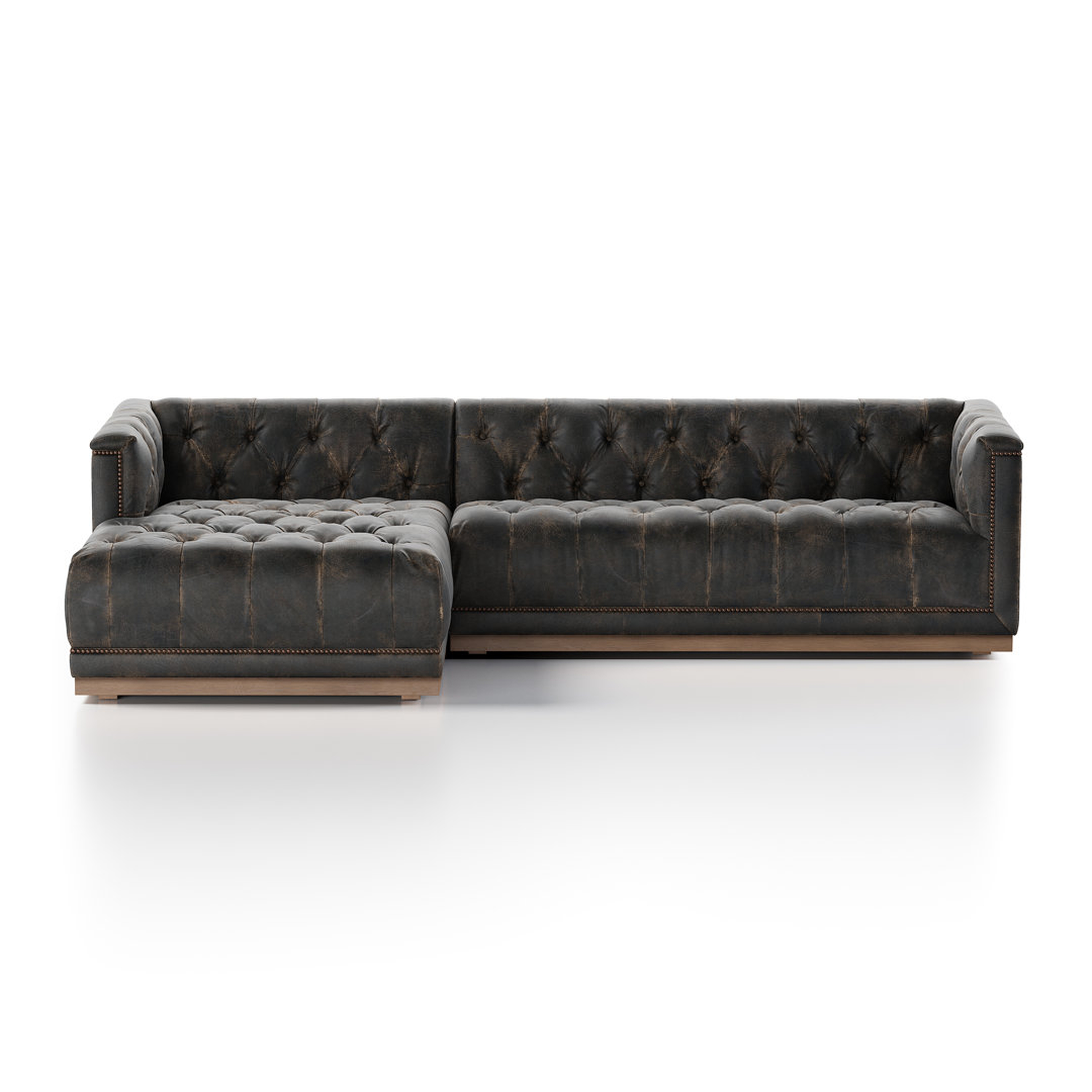 "Four Hands Maxx 108.5"" Wide Genuine Leather Left Hand Facing Sofa & Chaise" - Perigold