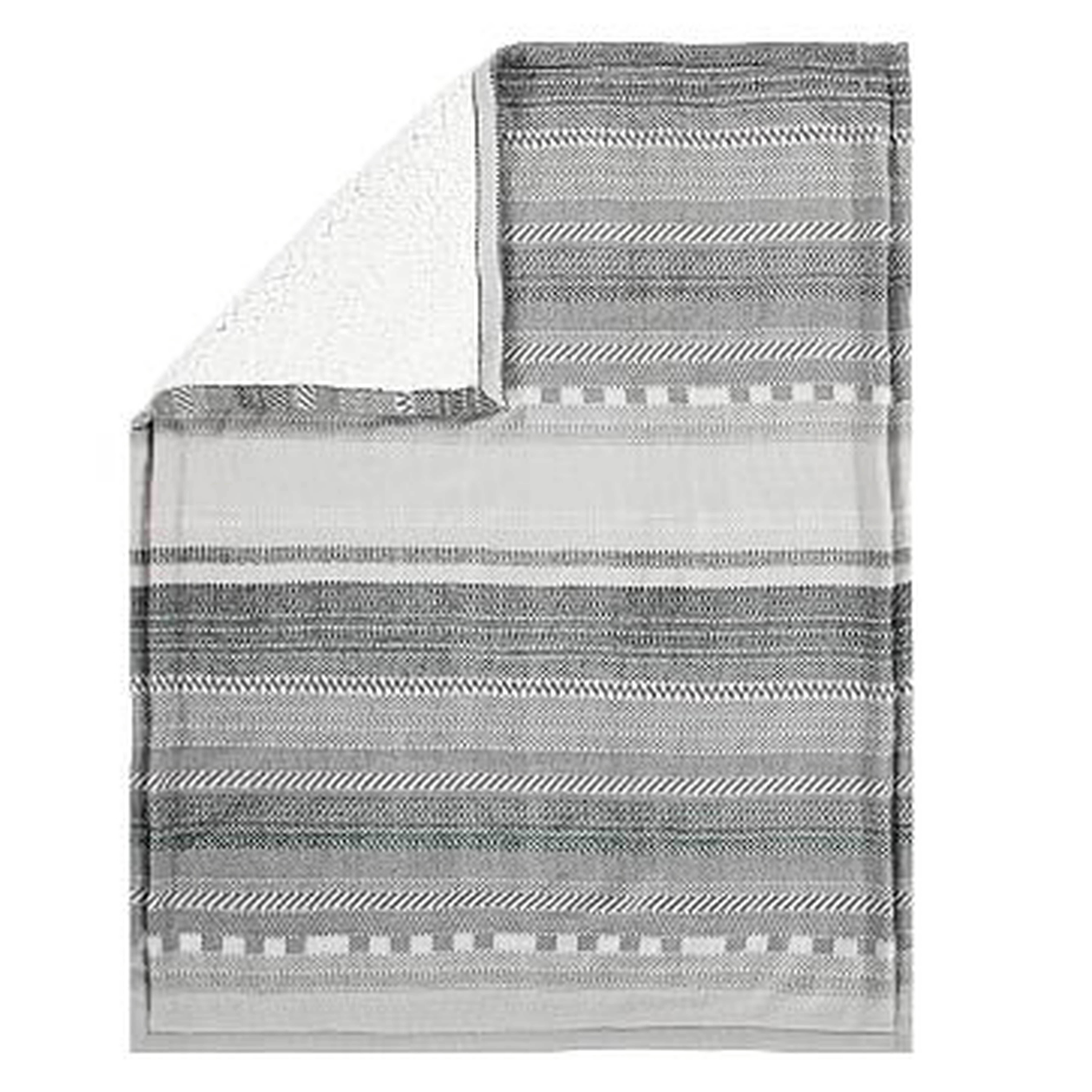 Cozy Pattern Stripe Baby Blanket, Gray - West Elm