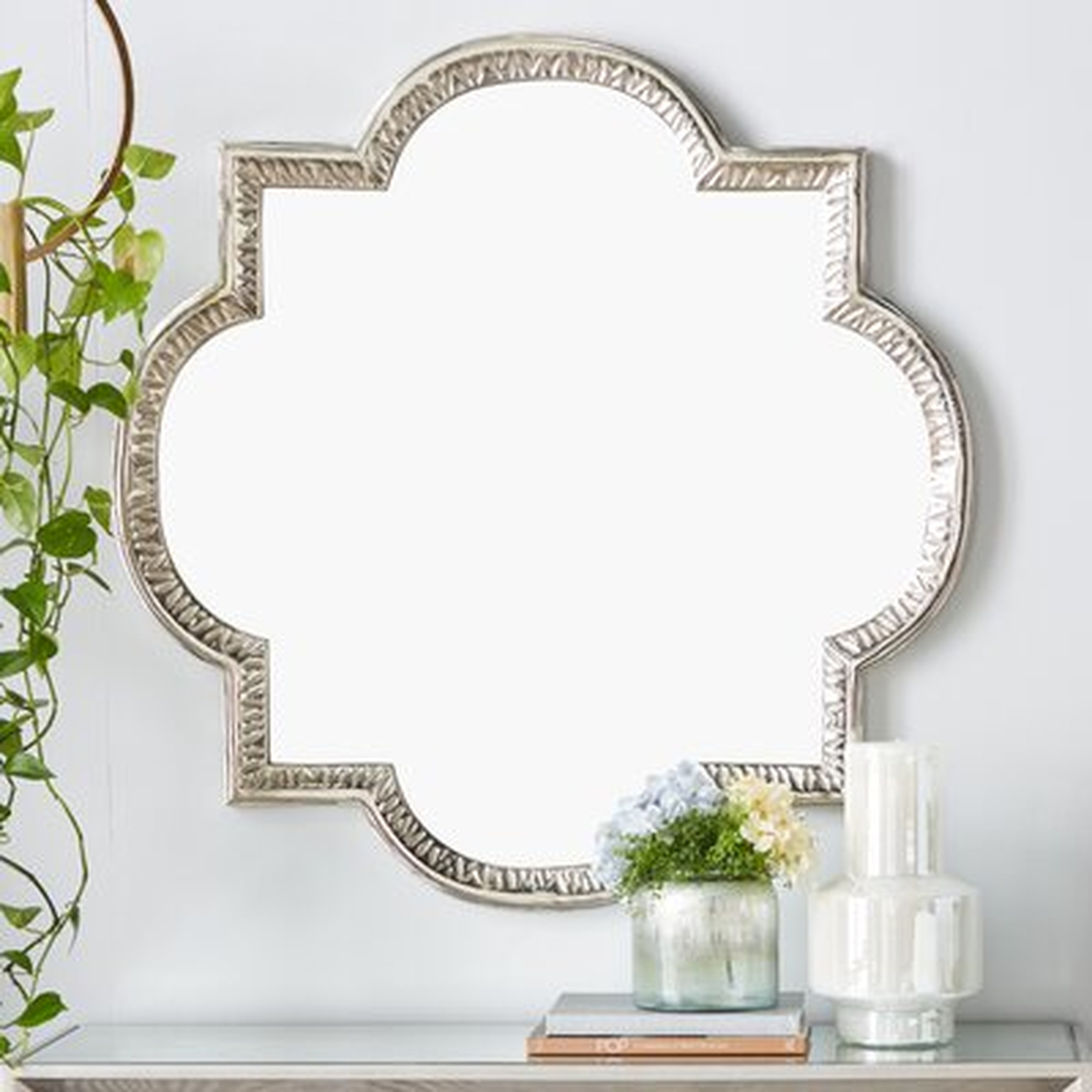Large Aluminum Wall Mirror In Grey Finish W/ Decorative Frame, 40’’X40’’ - Wayfair